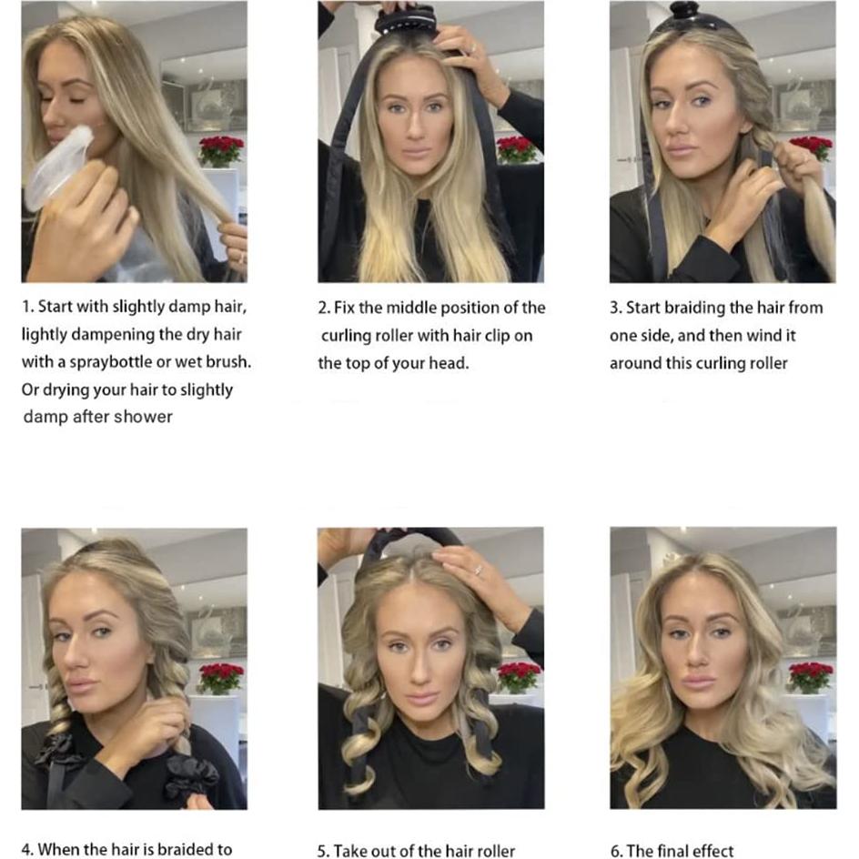 Cinta Rizada Sin Calor BATOUDE - Rodillo para Cabello Negro