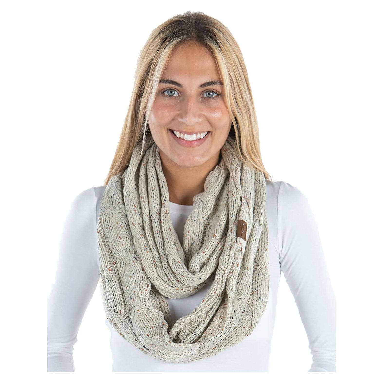 Bufanda Infinity de Punto de Cable Funky Junque - Mujer - Avena Confetti