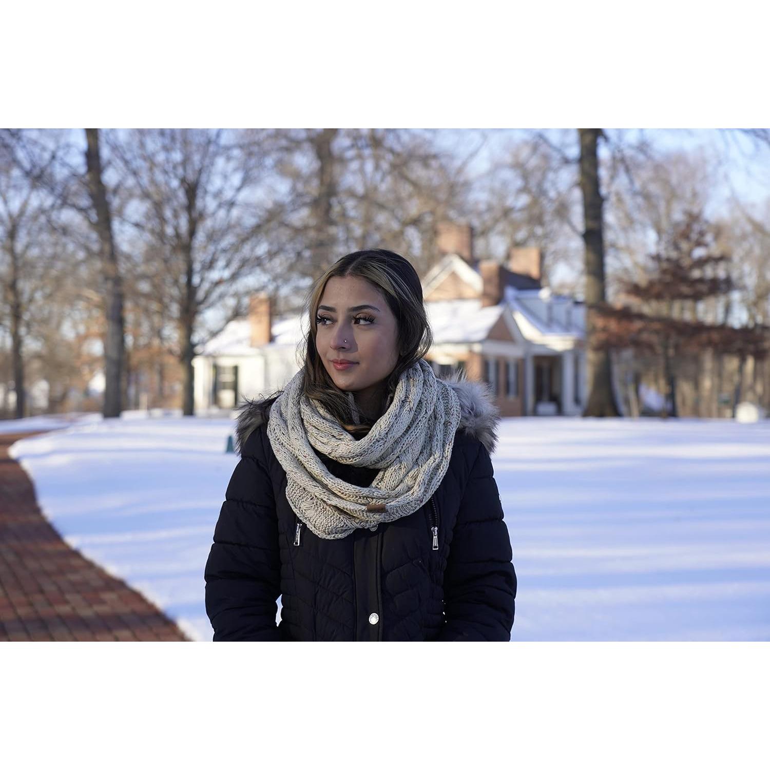 Bufanda Infinity de Punto de Cable Funky Junque - Mujer - Avena Confetti