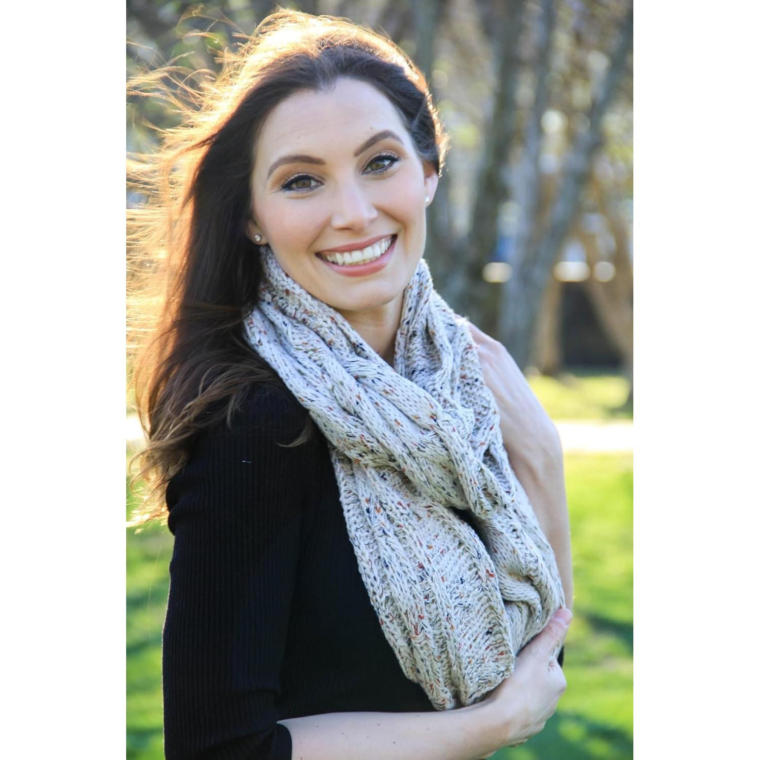 Bufanda Infinity de Punto de Cable Funky Junque - Mujer - Avena Confetti