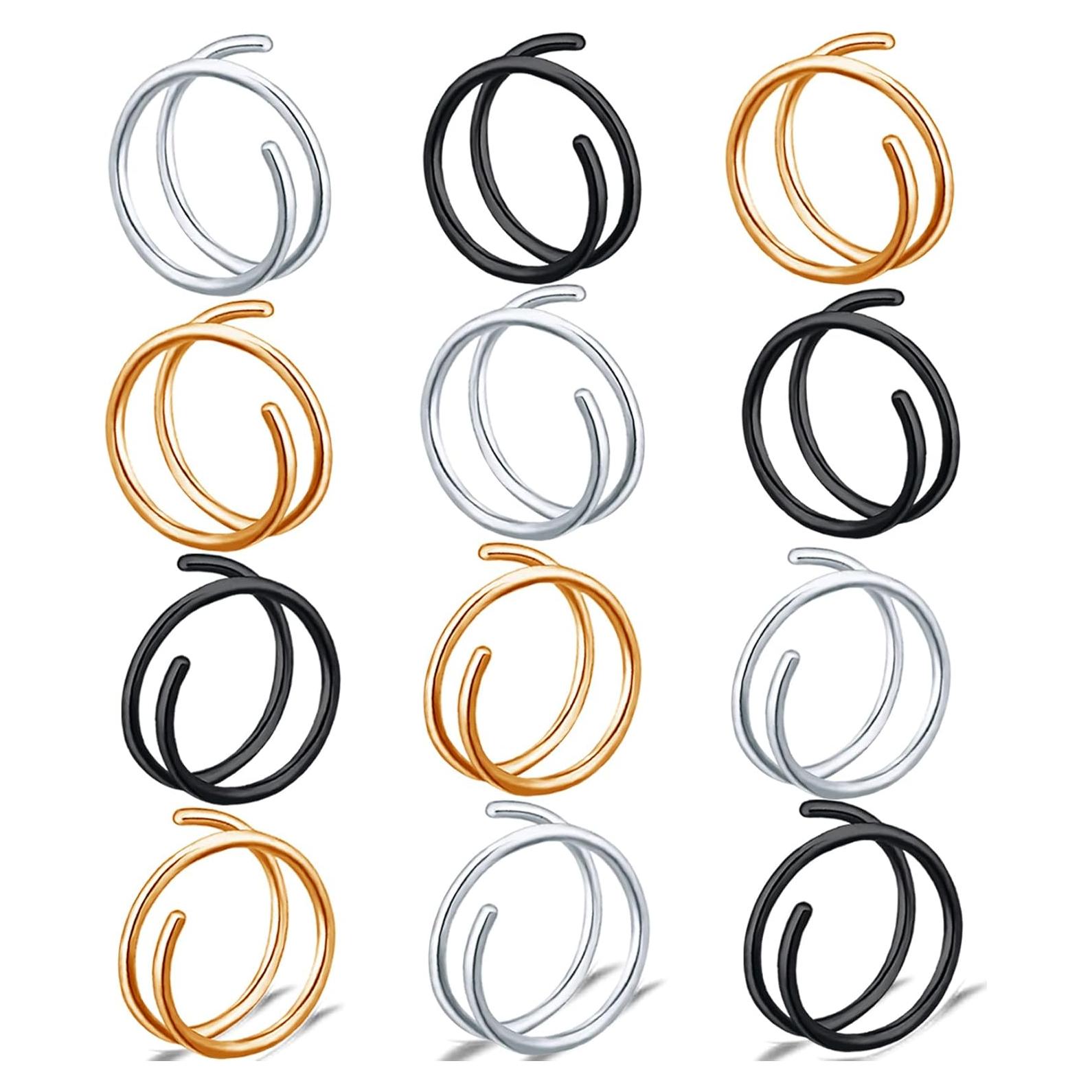 Aro Nasal Doble Espiral Acero Inoxidable 18g Unisex