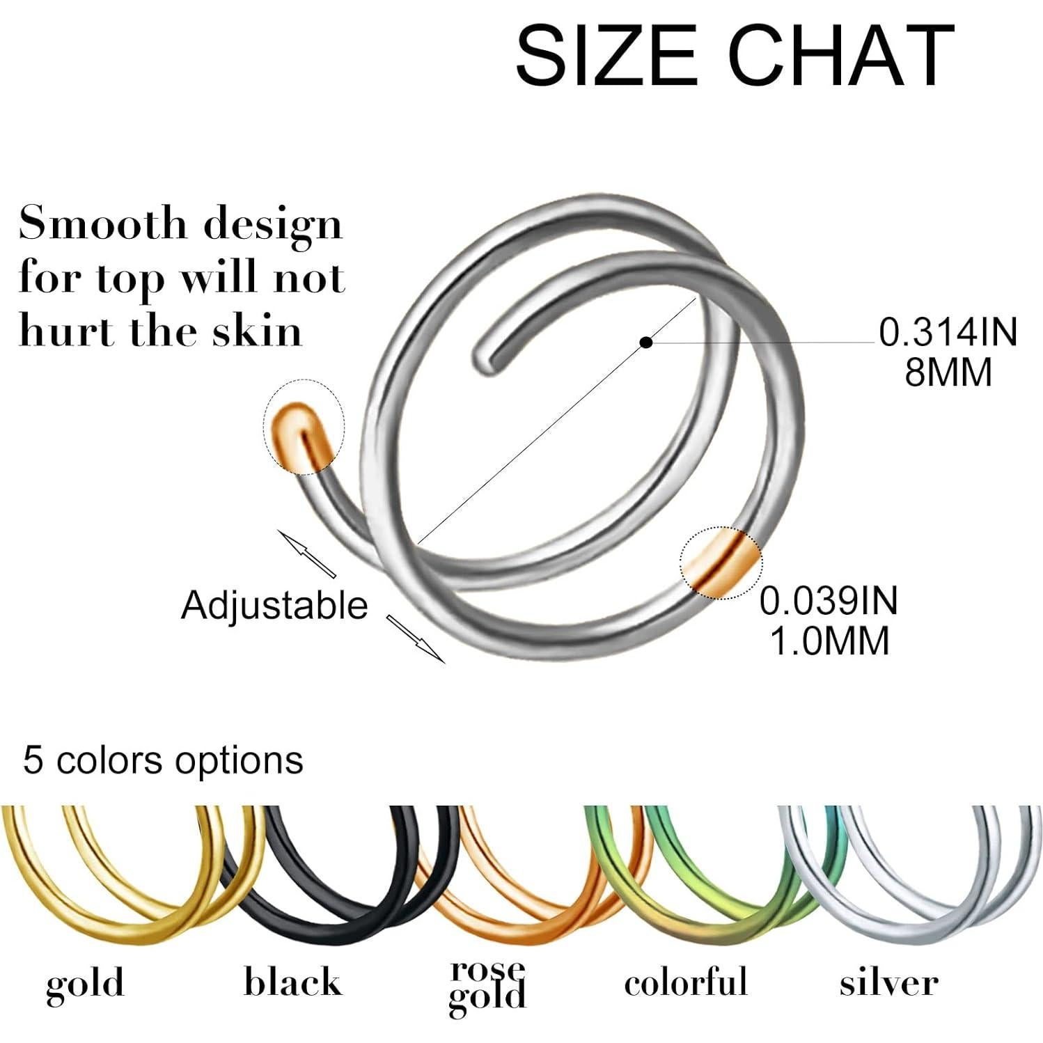 Aro Nasal Doble Espiral Acero Inoxidable 18g Unisex