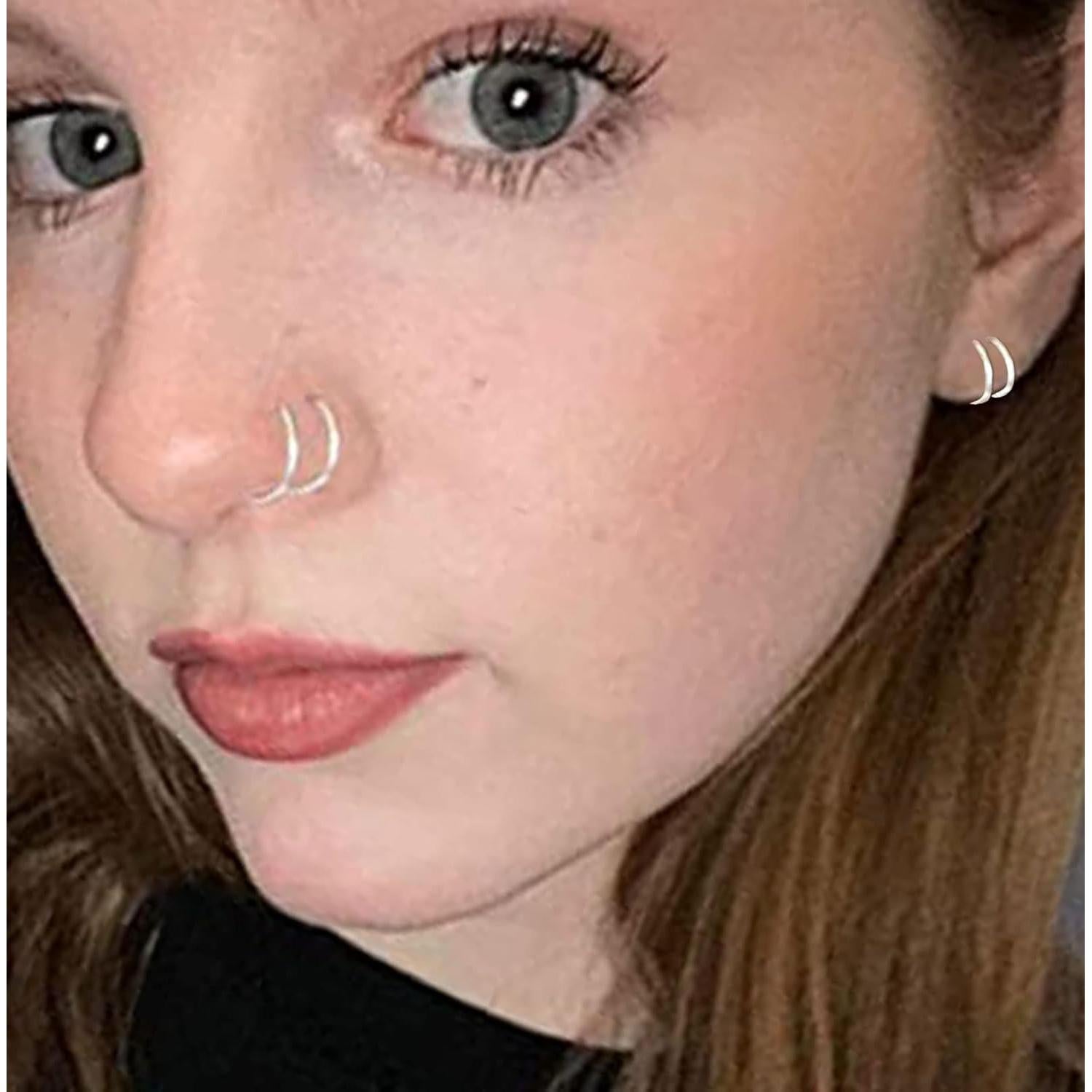 Aro Nasal Doble Espiral Acero Inoxidable 18g Unisex