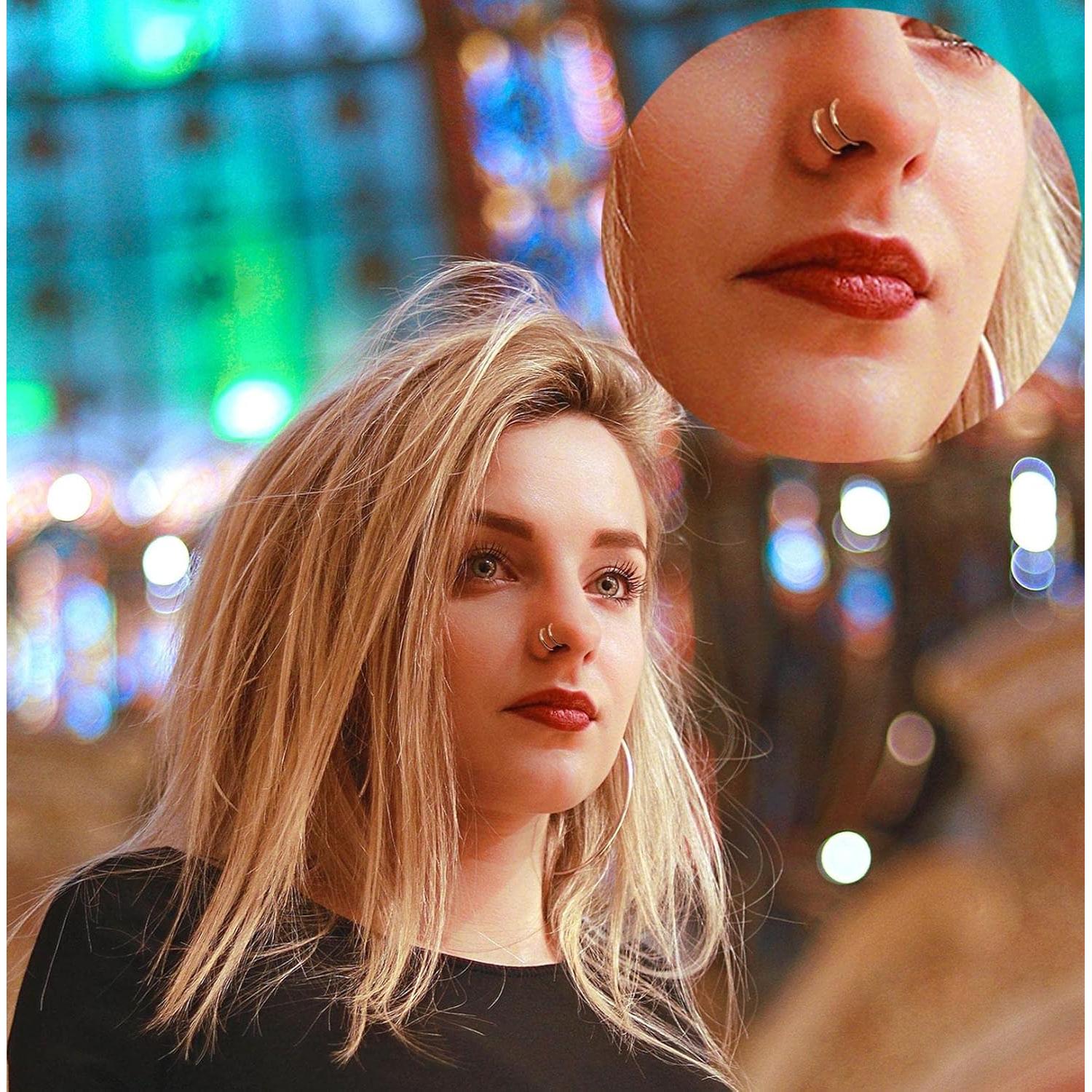 Aro Nasal Doble Espiral Acero Inoxidable 18g Unisex