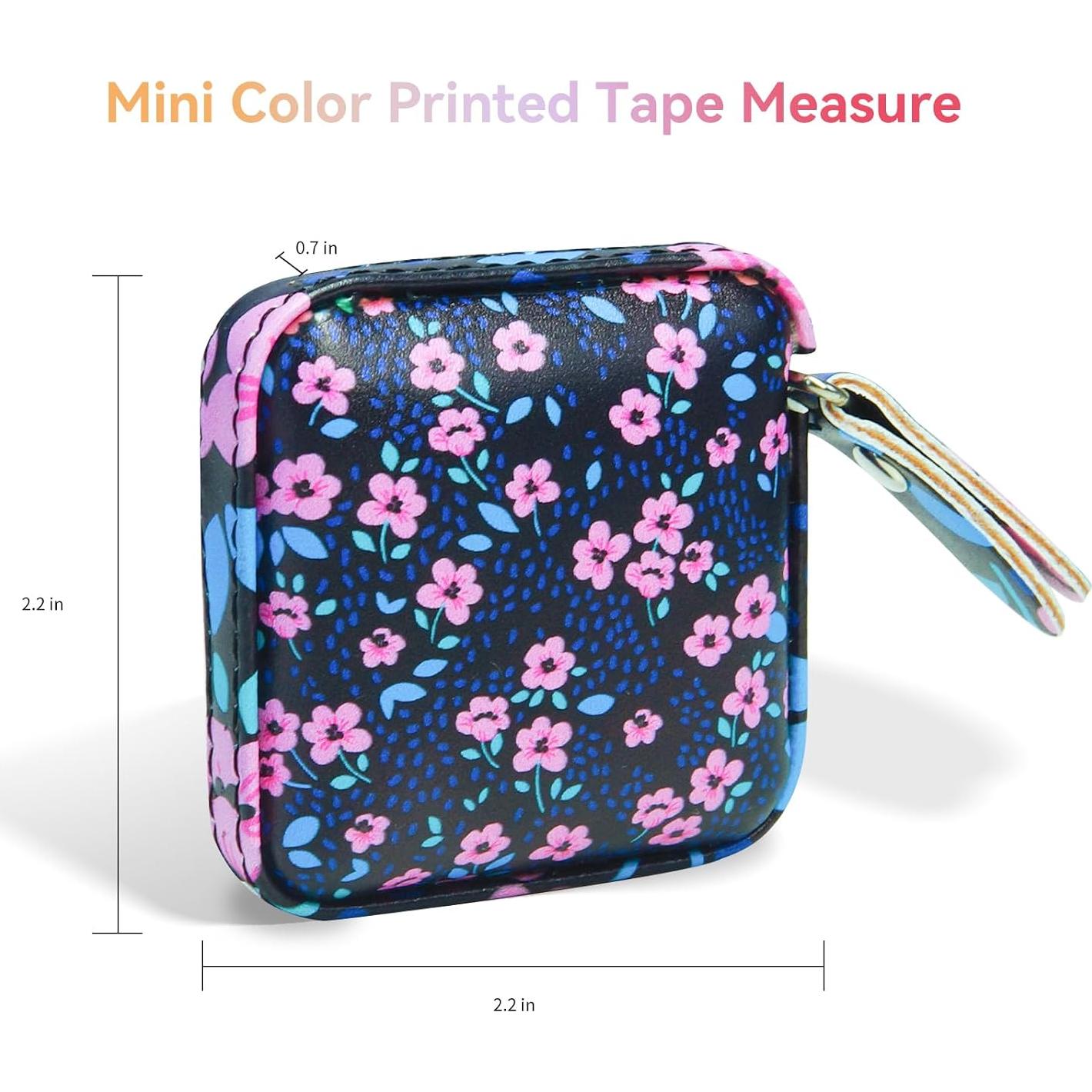 Cinta Métrica Retráctil Aaymoous 1.52m Cuero Florita Azul