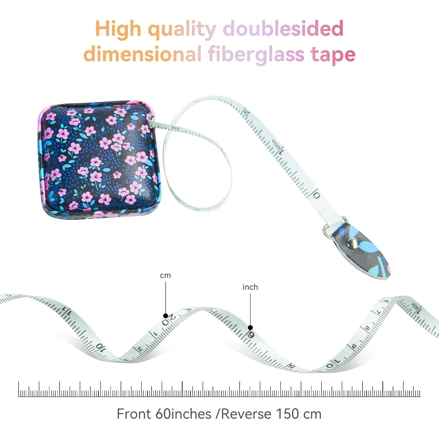 Cinta Métrica Retráctil Aaymoous 1.52m Cuero Florita Azul