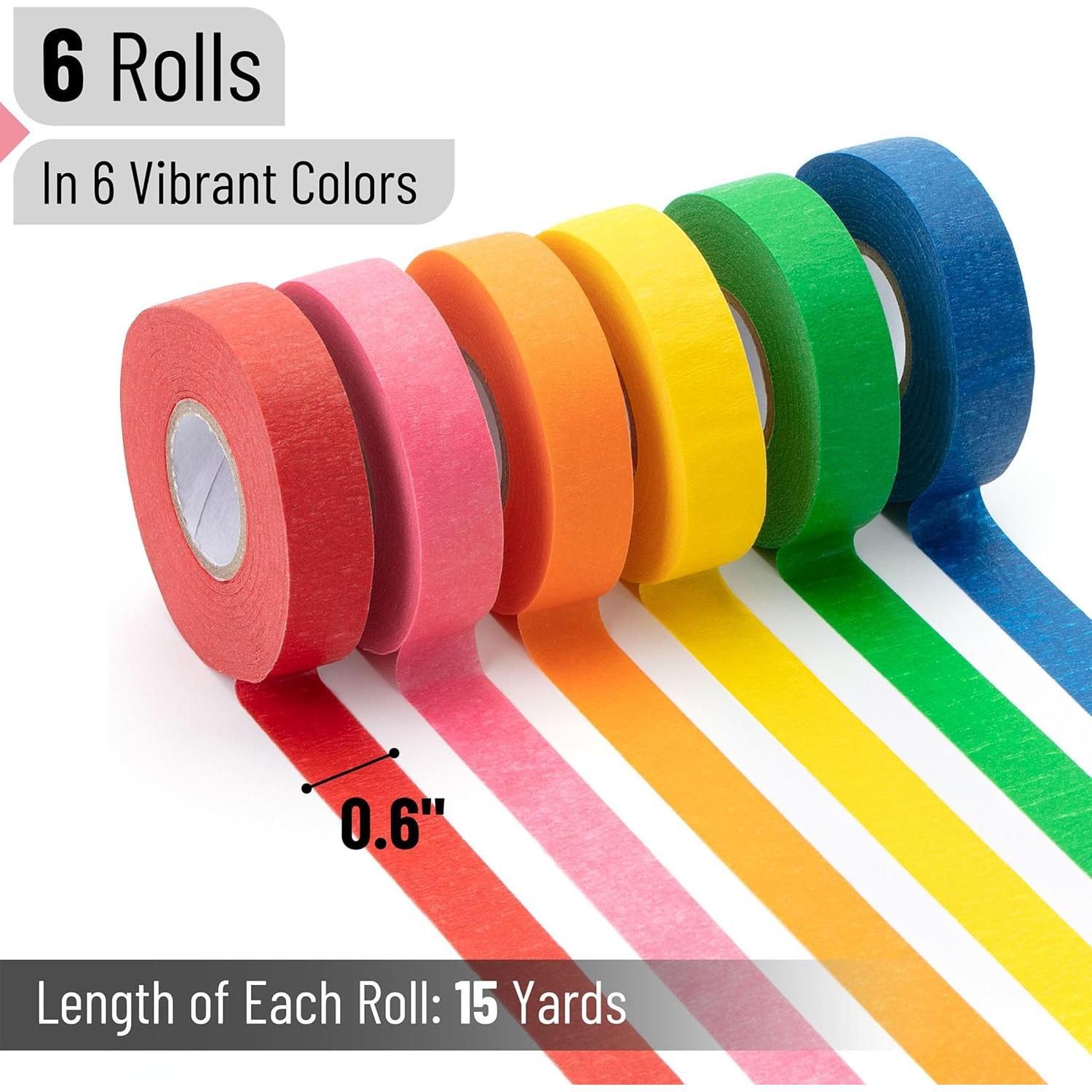 Cinta de Enmascarar de Colores Mr. Pen - Paquete de 6, 13.72 m