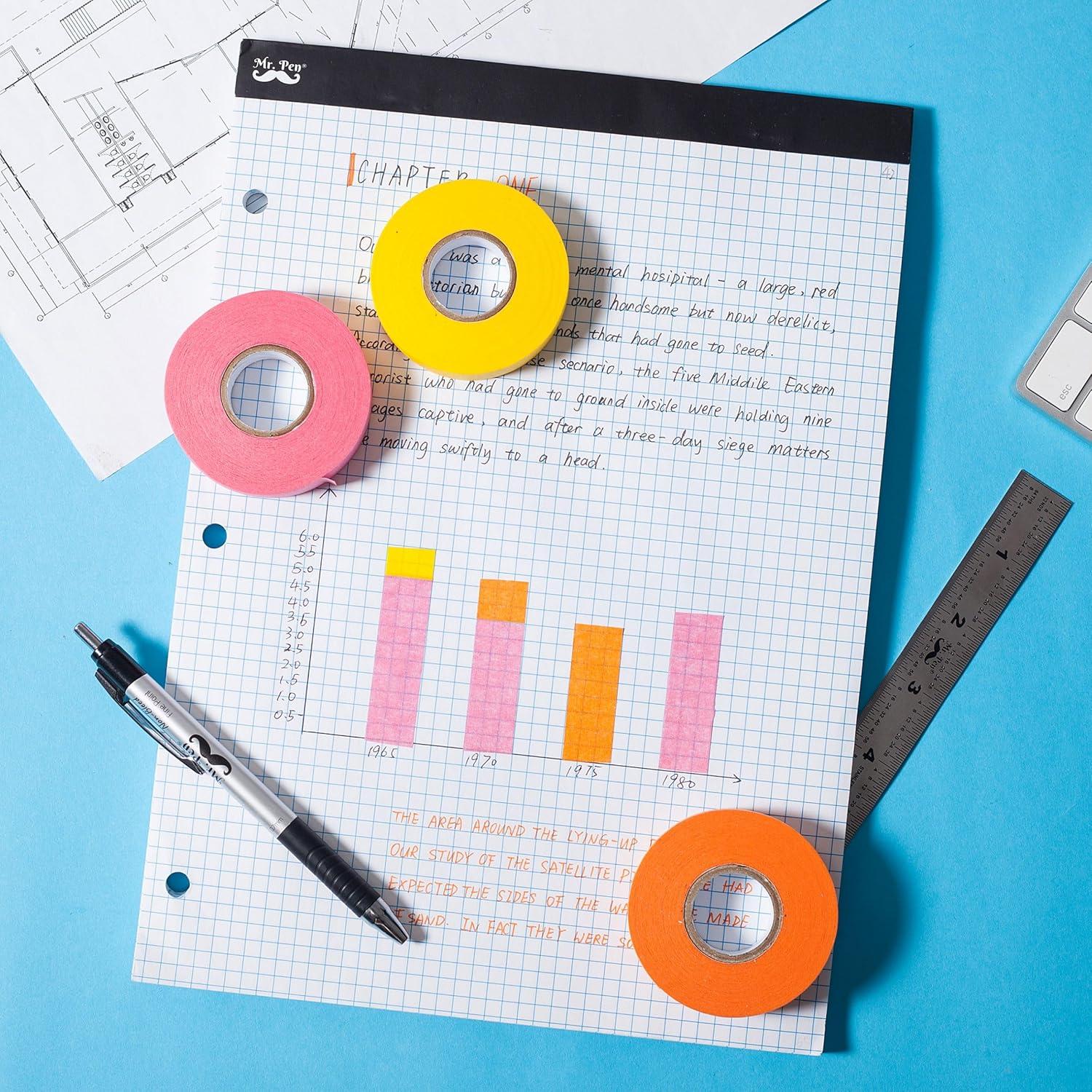 Cinta de Enmascarar de Colores Mr. Pen - Paquete de 6, 13.72 m