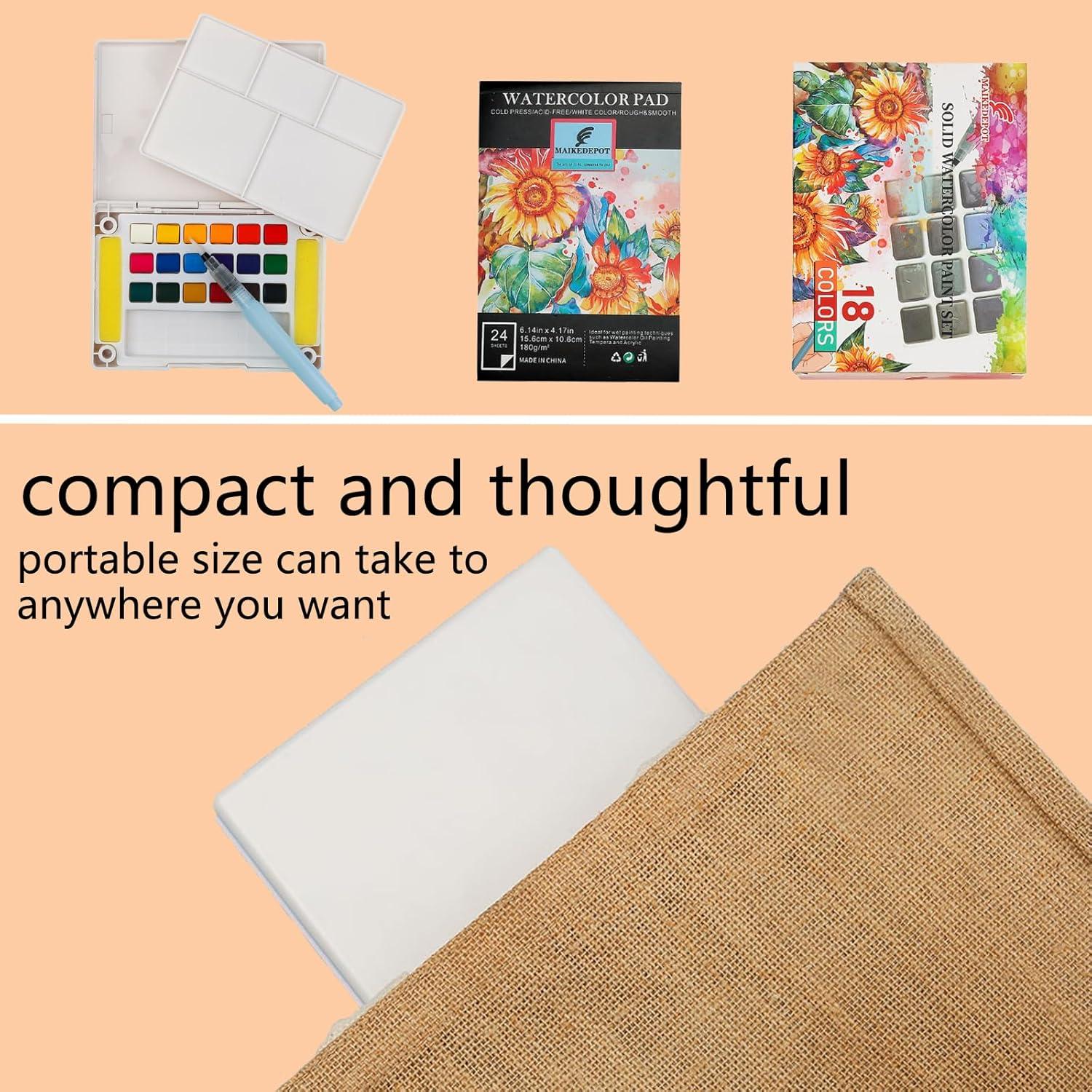 Set de Pinturas Acuarelables MAIKEDEPOT - 18 Colores + Pincel y Papeles