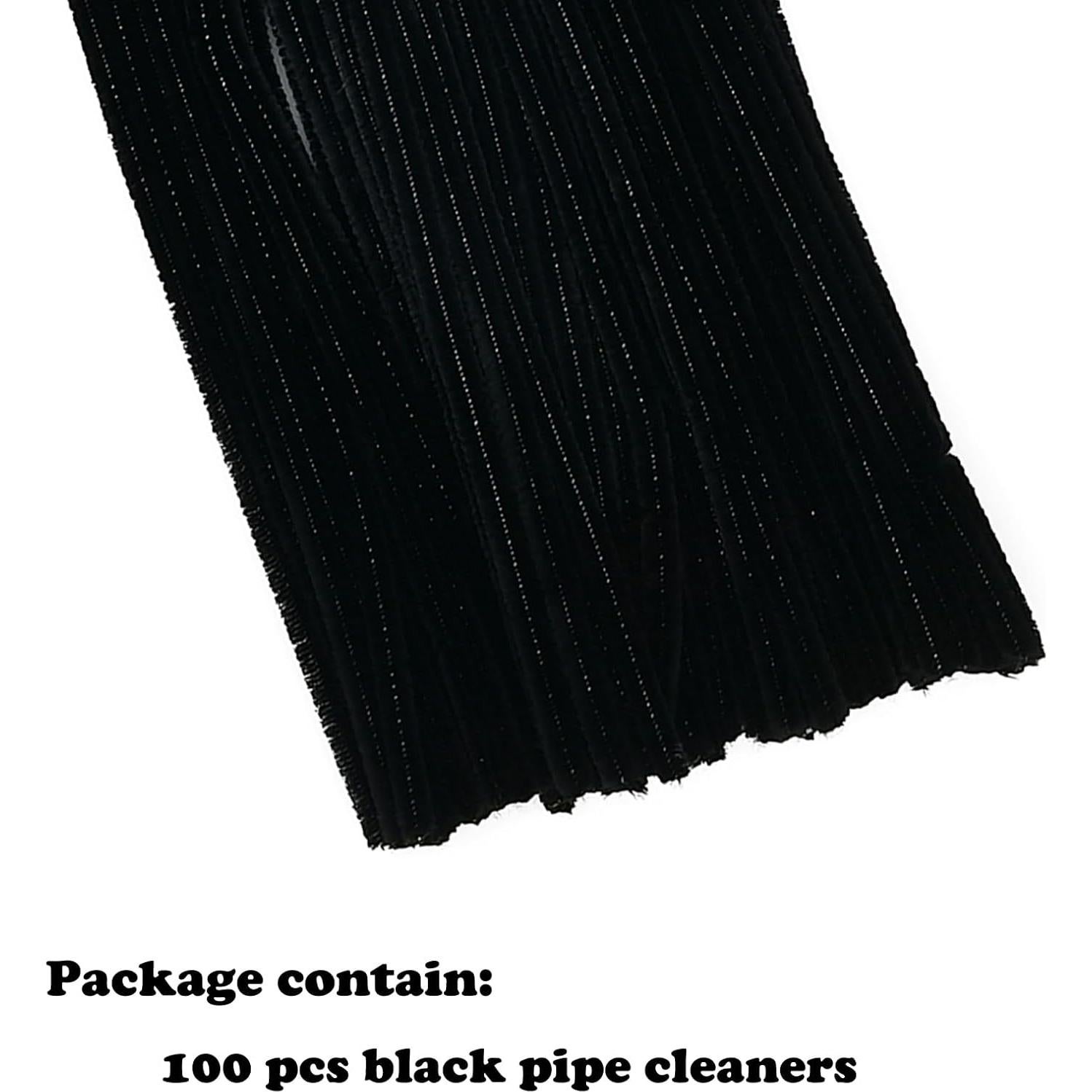 100 Limpiapipas Negros Apedoixy 30cm x 6mm para Manualidades