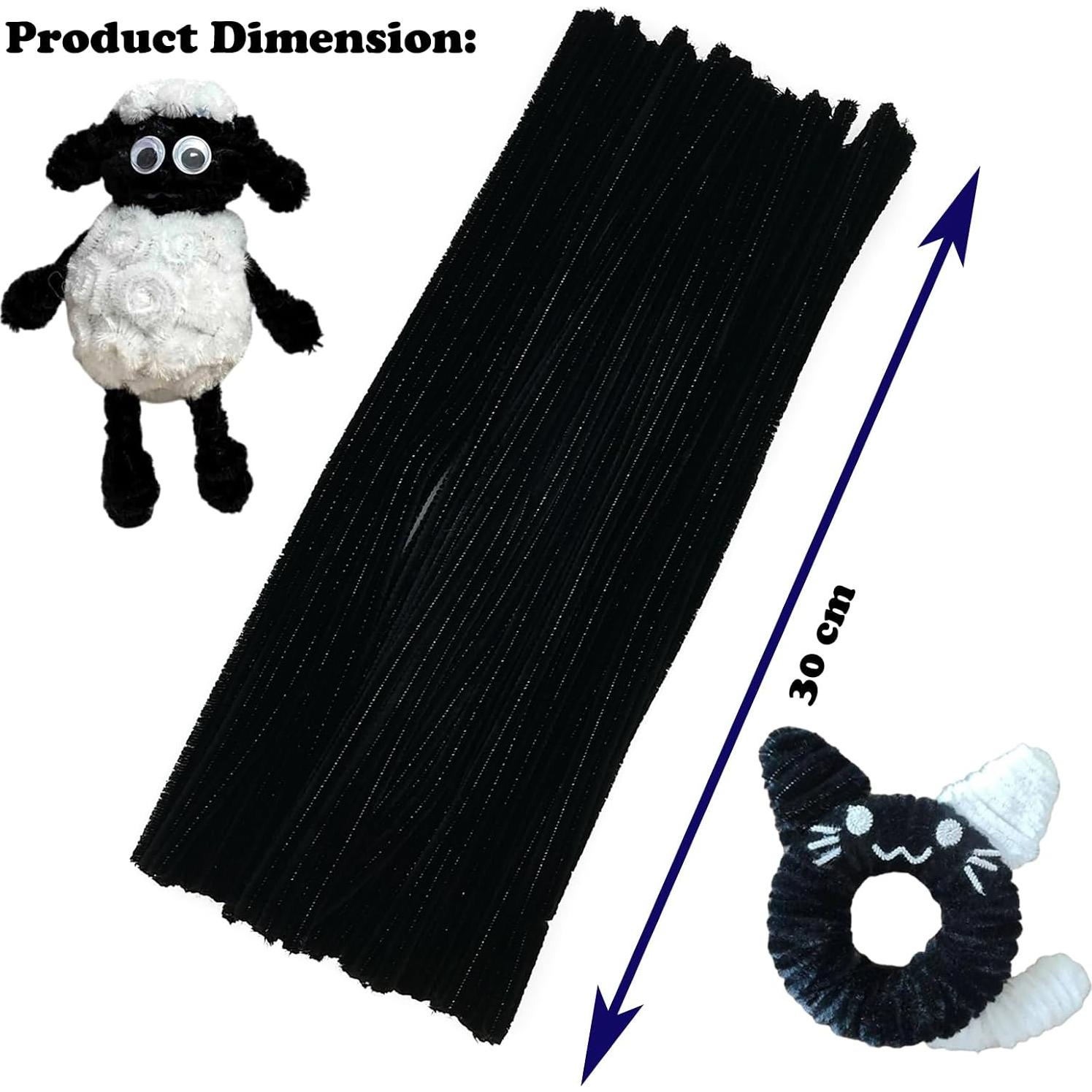 100 Limpiapipas Negros Apedoixy 30cm x 6mm para Manualidades