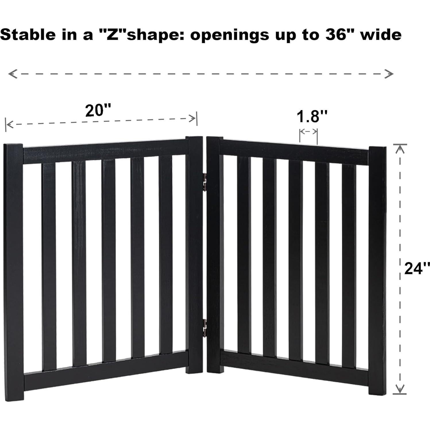 Puerta para Perros LZRS de Madera Sólida 61 cm Plegable Negra