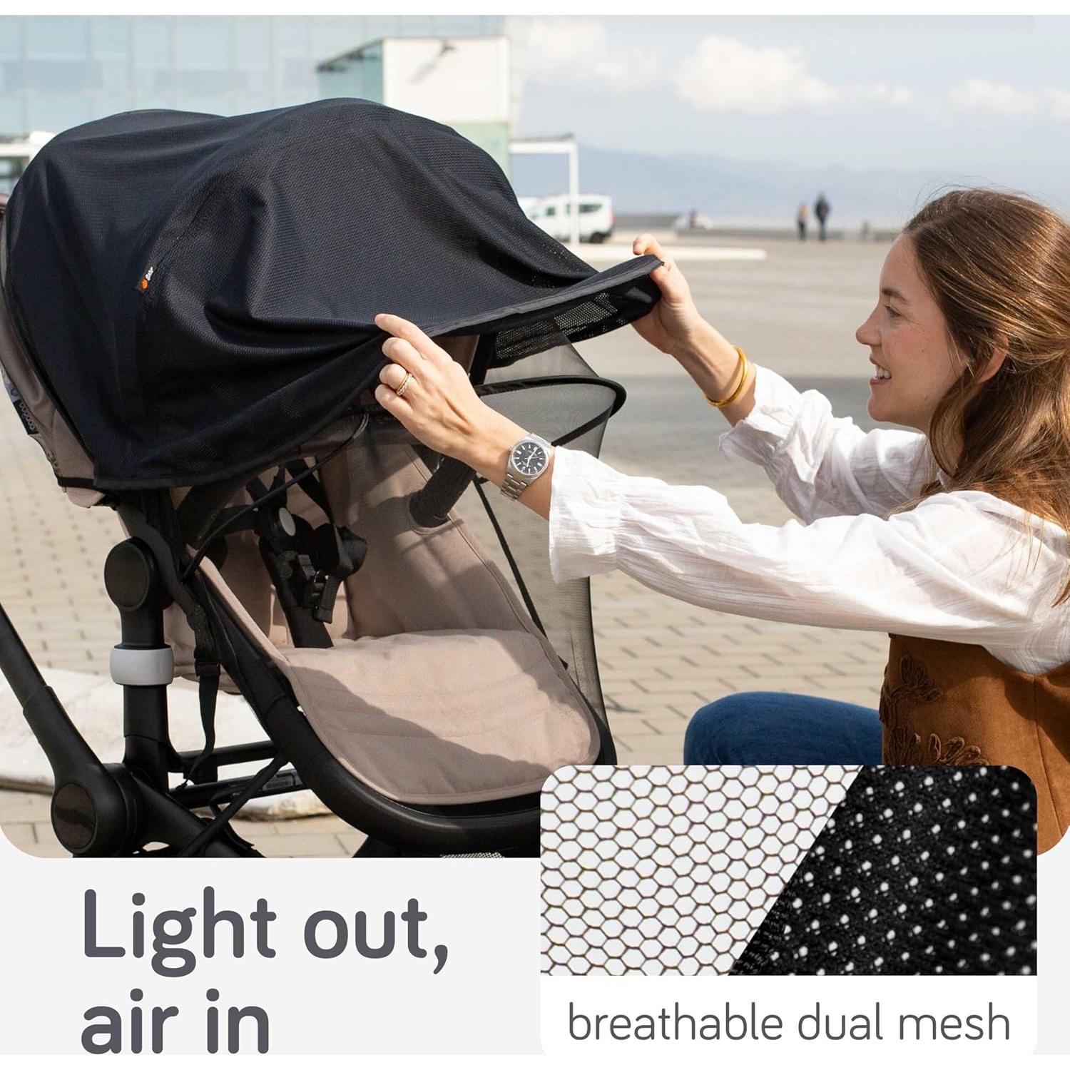 Baby Uma 2-in-1 Mosquito Net for Stroller & Stroller Sun Shade - UPF 50+ Baby Sun Protection, Breathable Blackout Mesh Baby Mosquito Net (+ Travel Bag)