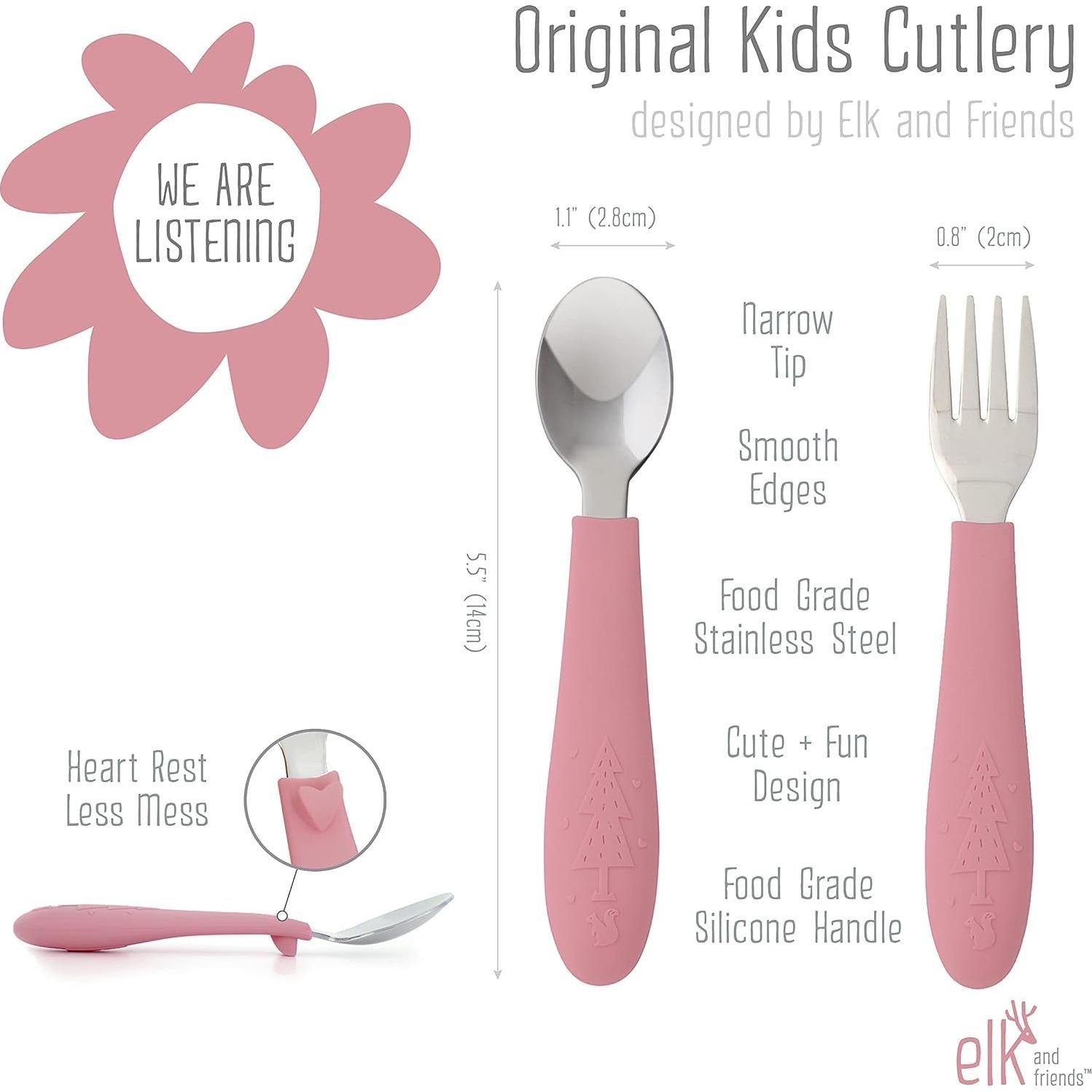 Plato de Succión de Silicona Elk y Amigos + Cubiertos 3 Unidades