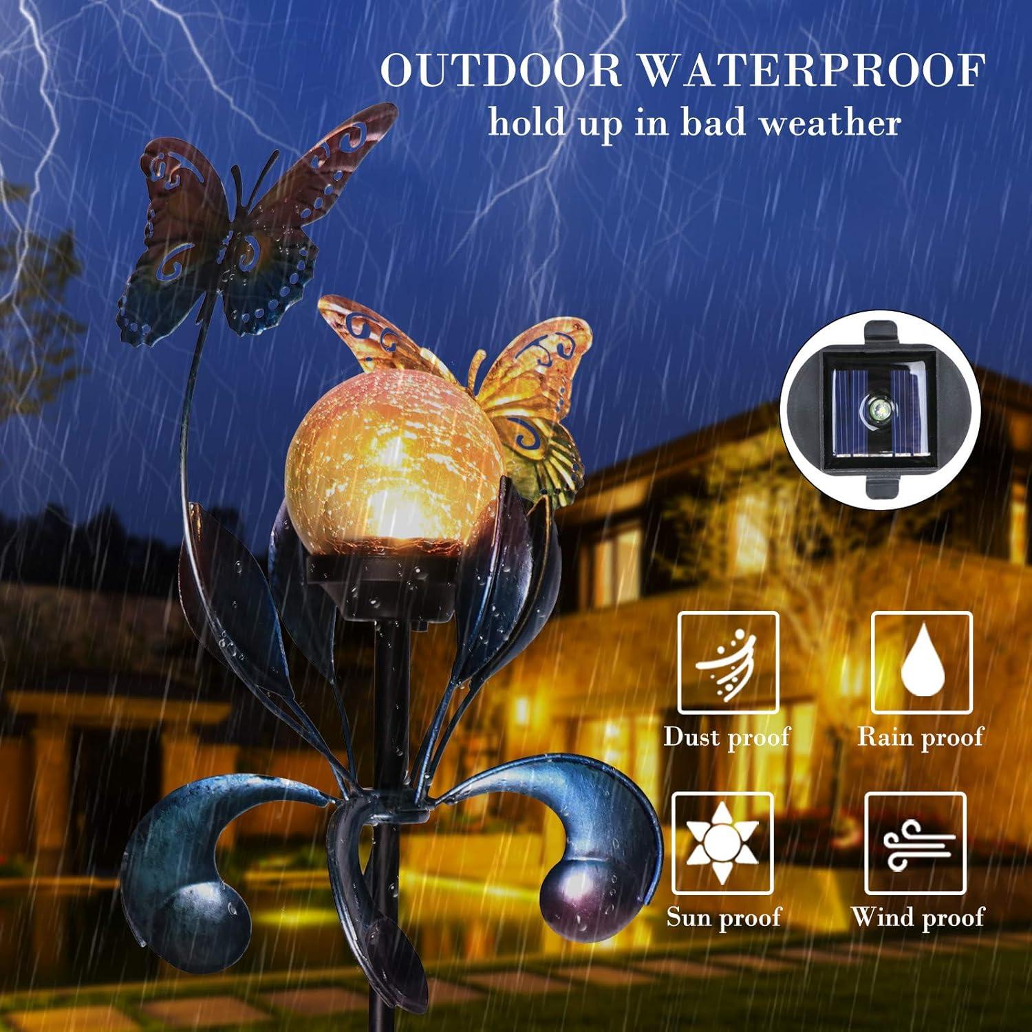 Luces Solares de Jardín VCUTEKA Mariposa Craquelado 89.9cm