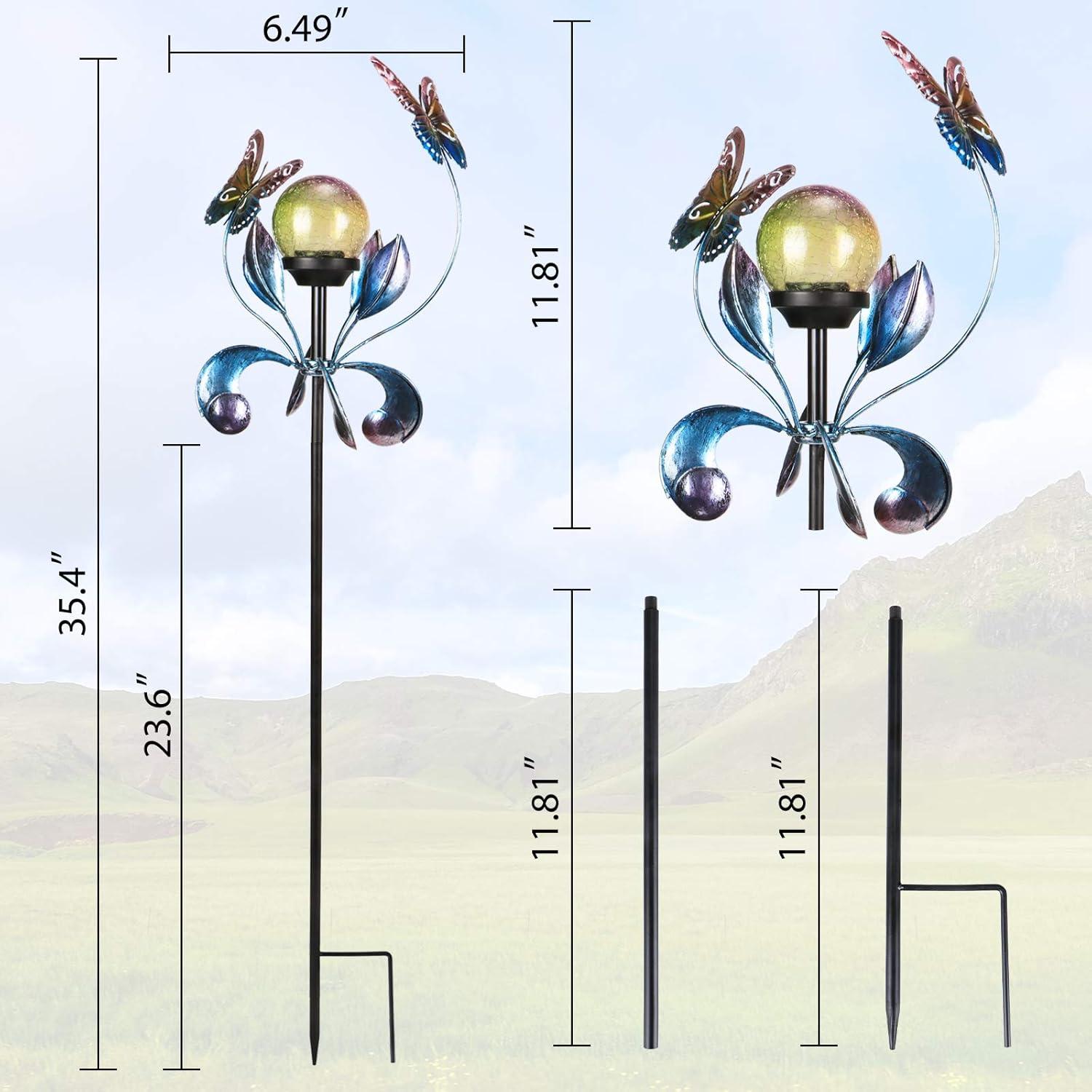 Luces Solares de Jardín VCUTEKA Mariposa Craquelado 89.9cm