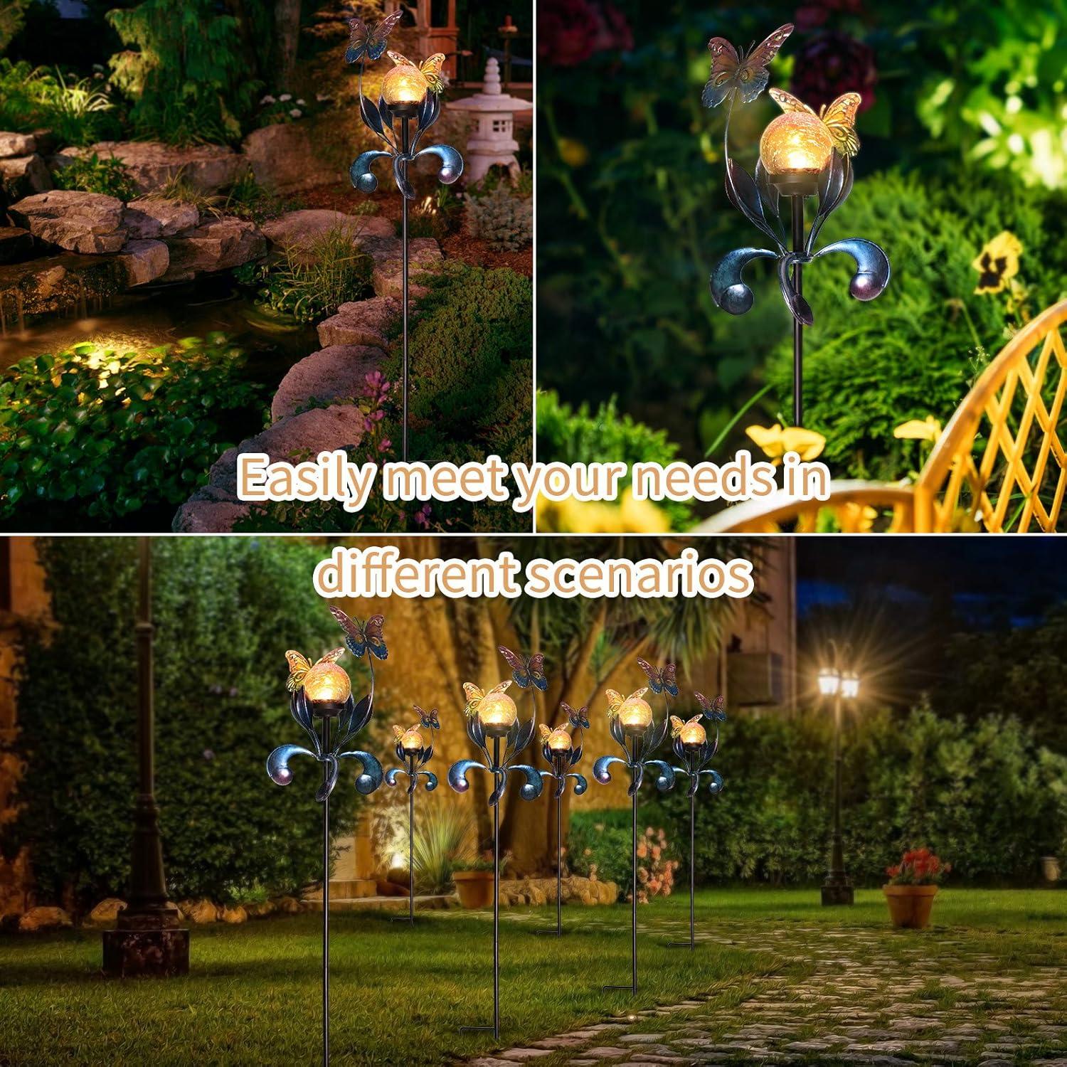 Luces Solares de Jardín VCUTEKA Mariposa Craquelado 89.9cm