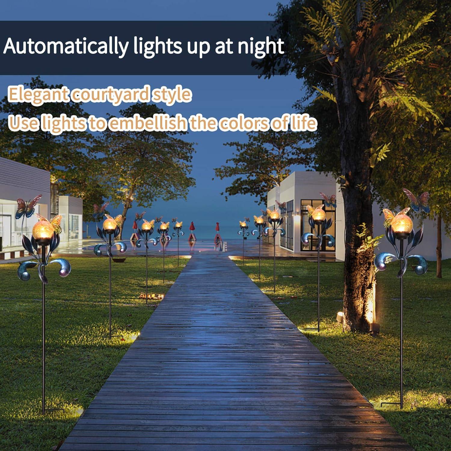 Luces Solares de Jardín VCUTEKA Mariposa Craquelado 89.9cm