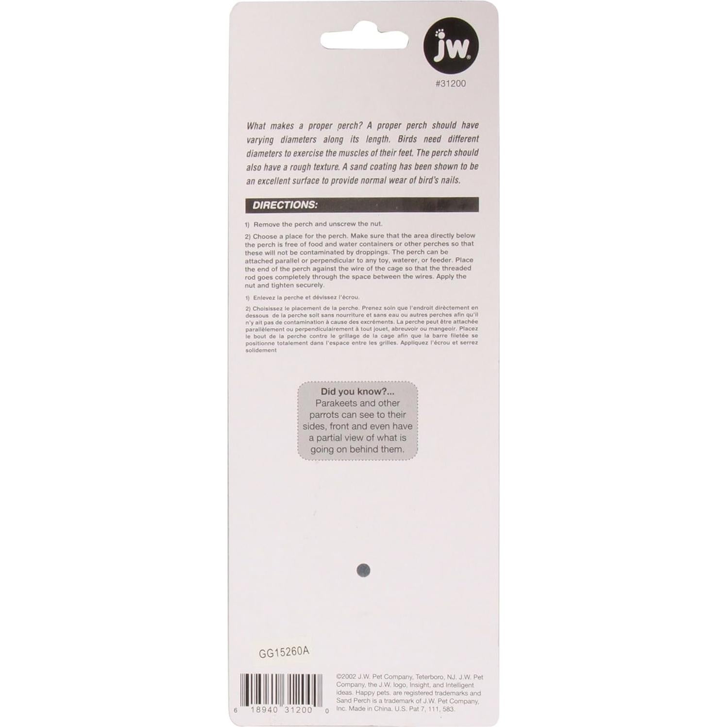 Percha de Arena JW Pet 26.67 cm Pequeña para Pájaro