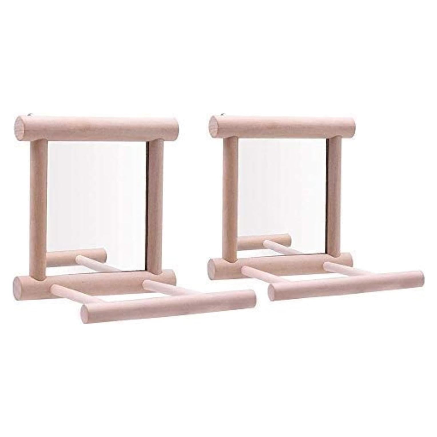 Espejo Colgante para Loros Litewood - 2 PCS Madera Natural