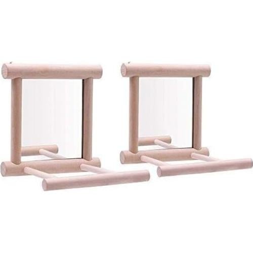 Espejo Colgante para Loros Litewood - 2 PCS Madera Natural