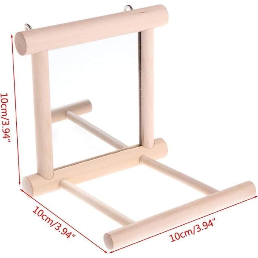 Espejo Colgante para Loros Litewood - 2 PCS Madera Natural