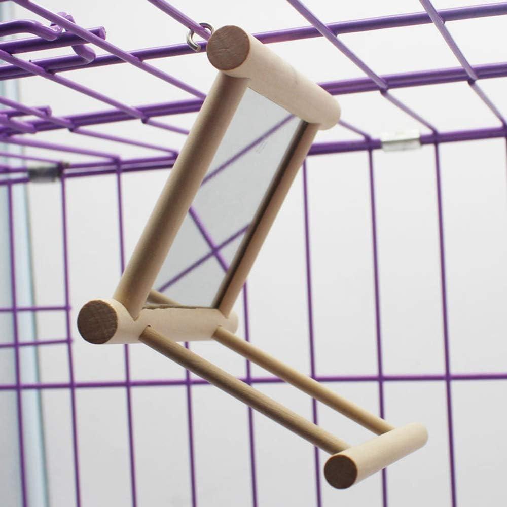 Espejo Colgante para Loros Litewood - 2 PCS Madera Natural