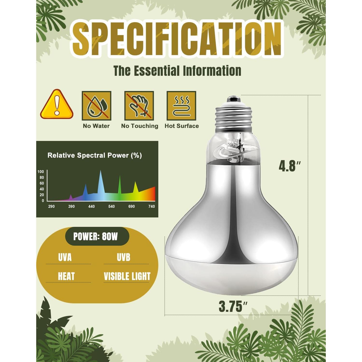 Bombilla de Calor UVA UVB 80W BESTSHOP para Reptiles