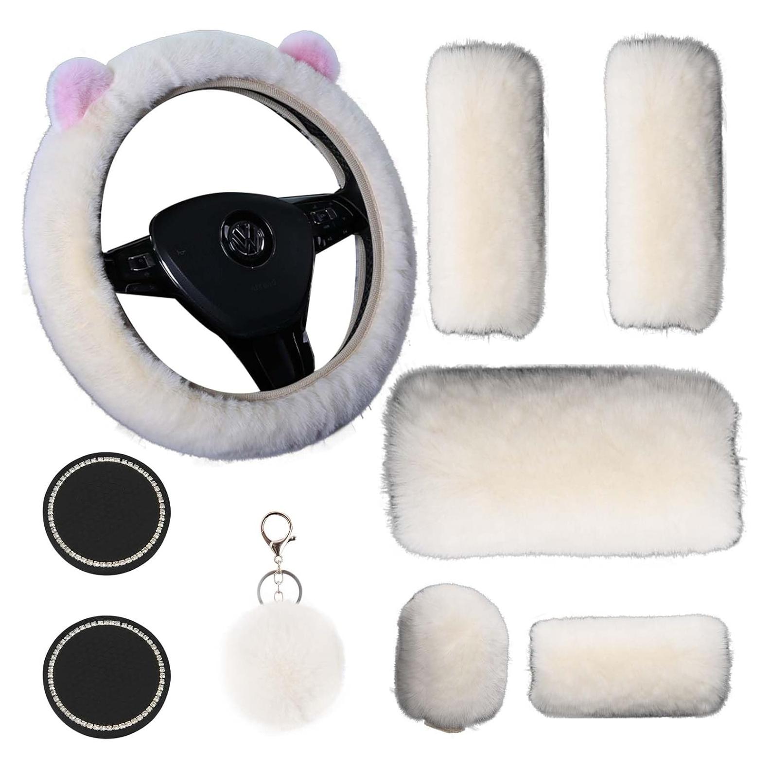 Cubierta de Volante Esponjosa LXPKKIG 38 cm Beige Accesorios Auto