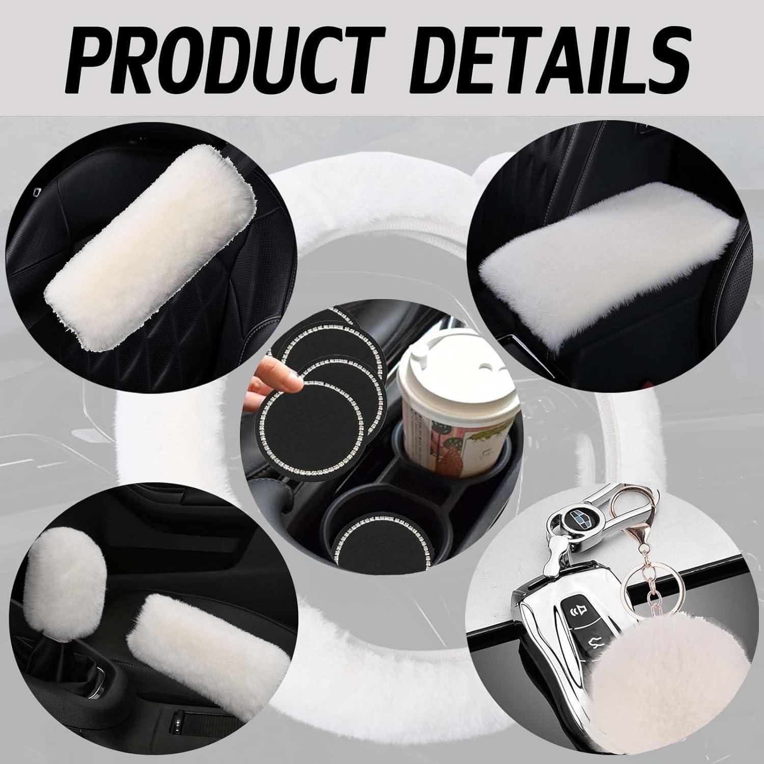 Cubierta de Volante Esponjosa LXPKKIG 38 cm Beige Accesorios Auto