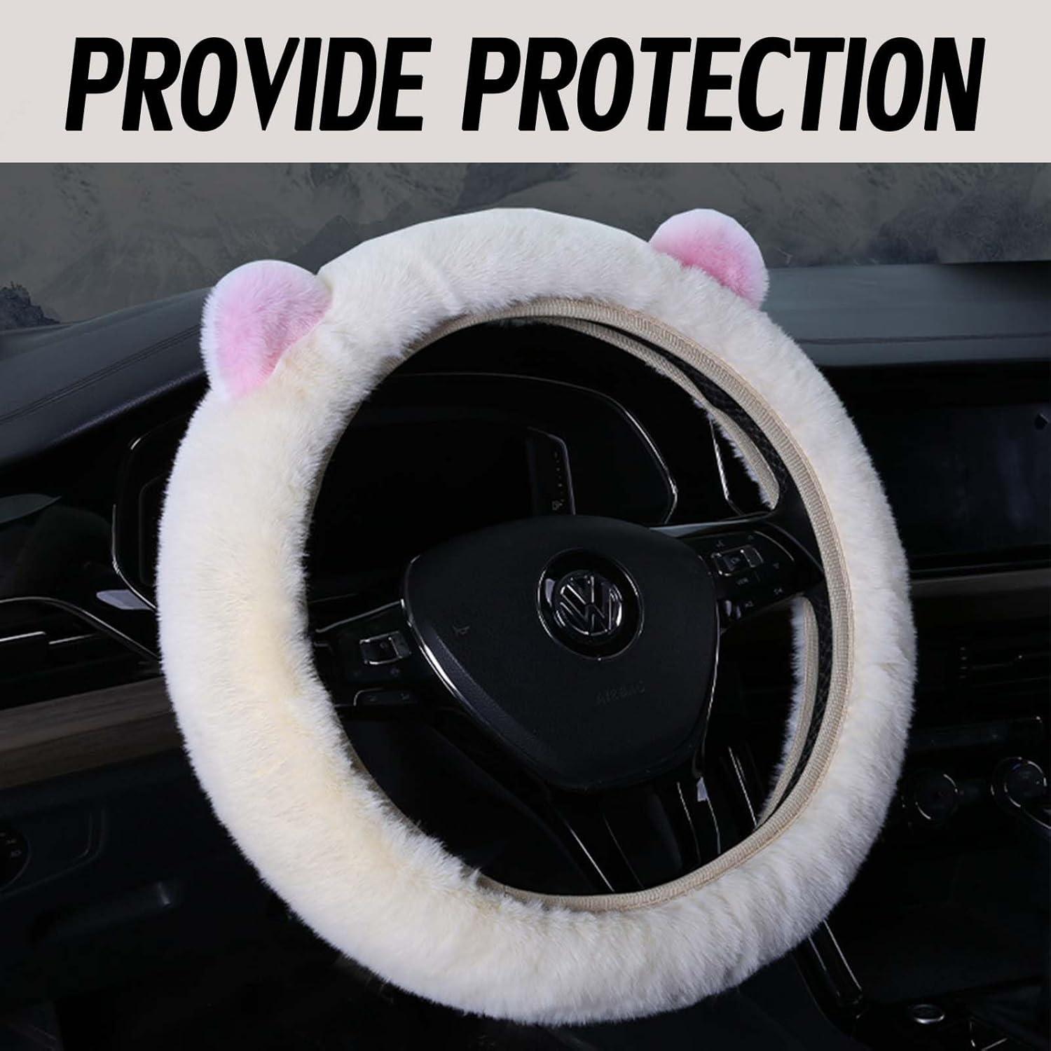 Cubierta de Volante Esponjosa LXPKKIG 38 cm Beige Accesorios Auto