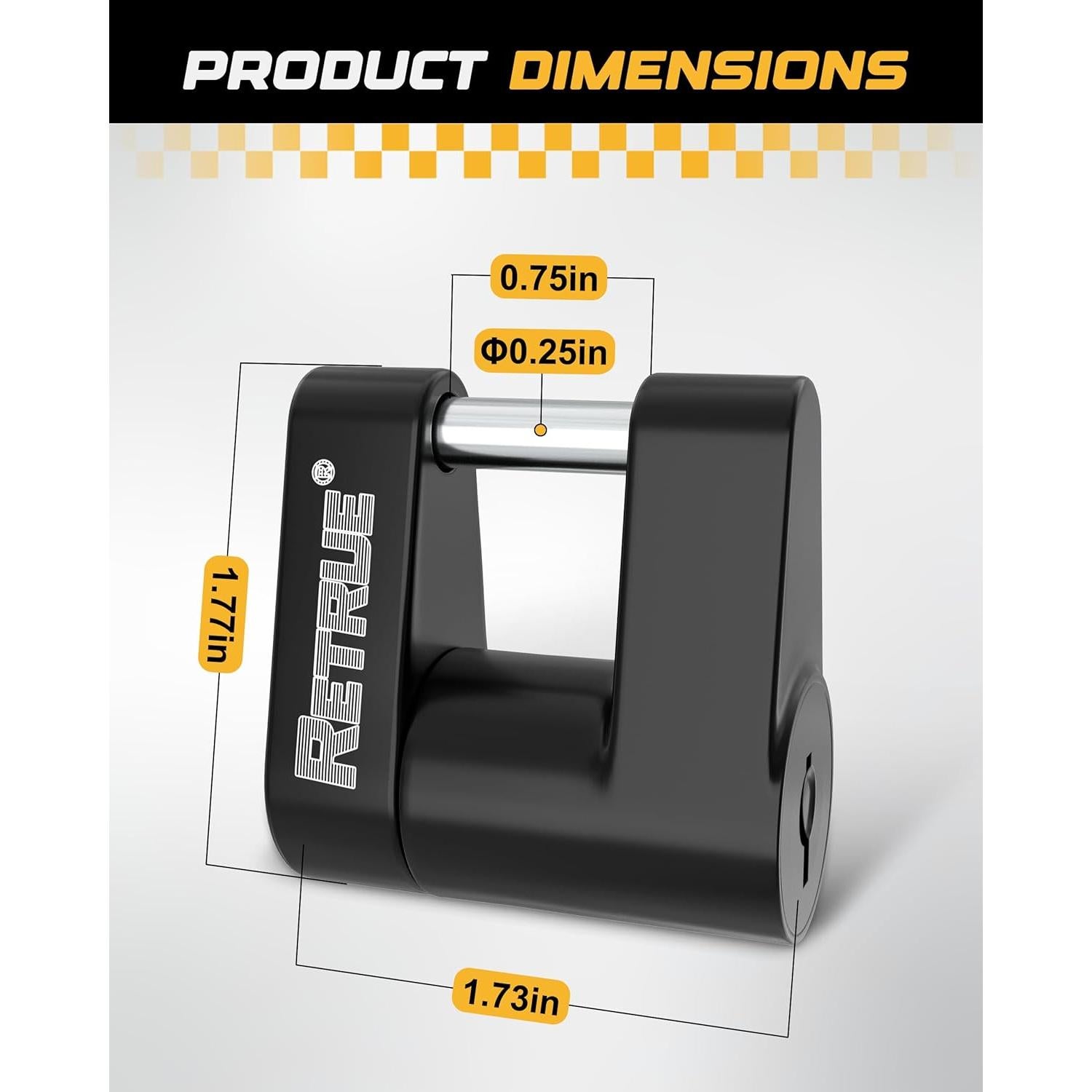 Cerradura de Acoplamiento de Remolque RETRUE Negra 0.64 cm