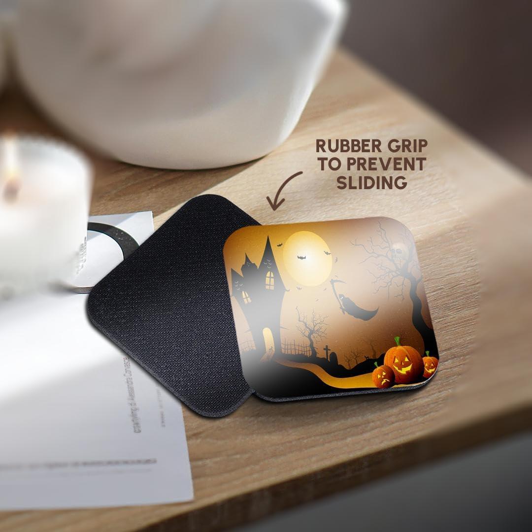 Juego de 4 Posavasos Suaves 3dRose Casa de Halloween