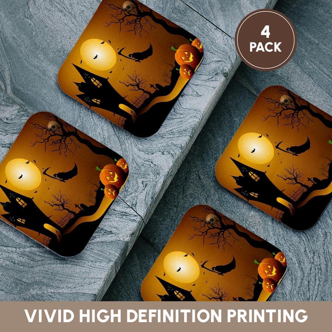 Juego de 4 Posavasos Suaves 3dRose Casa de Halloween