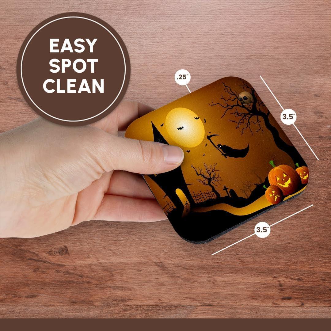 Juego de 4 Posavasos Suaves 3dRose Casa de Halloween