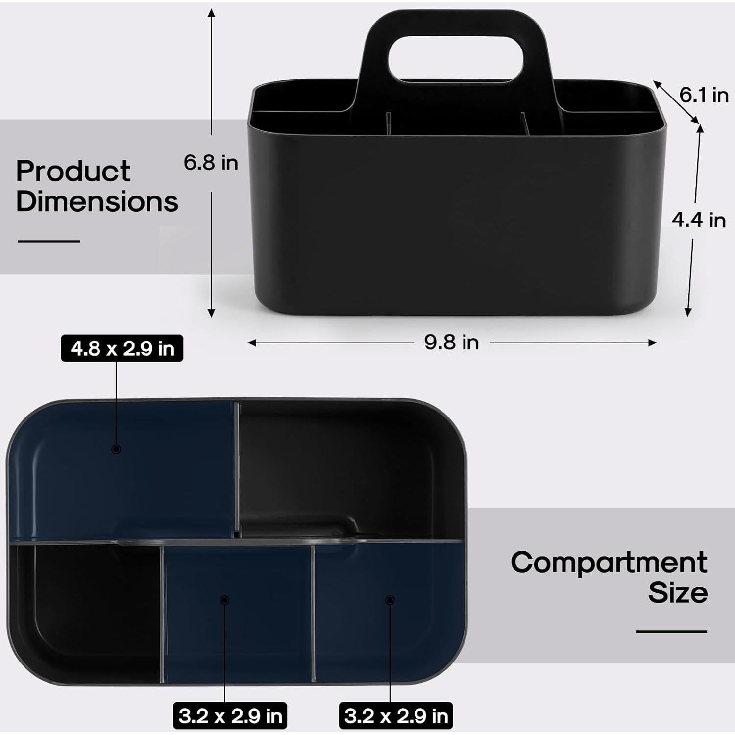Organizador Caddy Multiusos AOZITA - Plástico Apilable Negro
