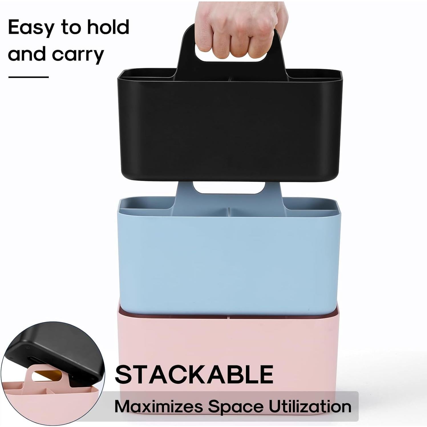 Organizador Caddy Multiusos AOZITA - Plástico Apilable Negro