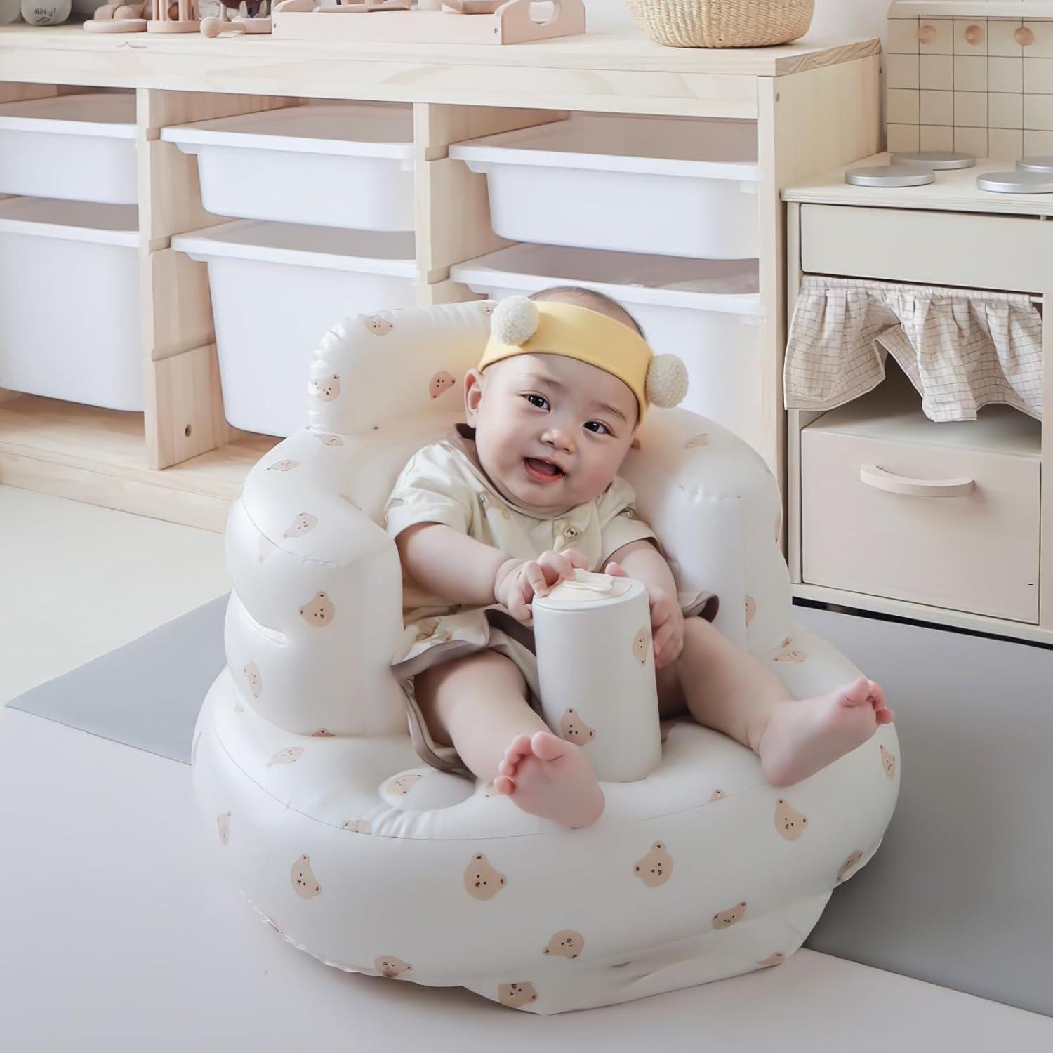 Asiento Inflable para Bebés EKEPE - Cabeza de Oso con Ventosas