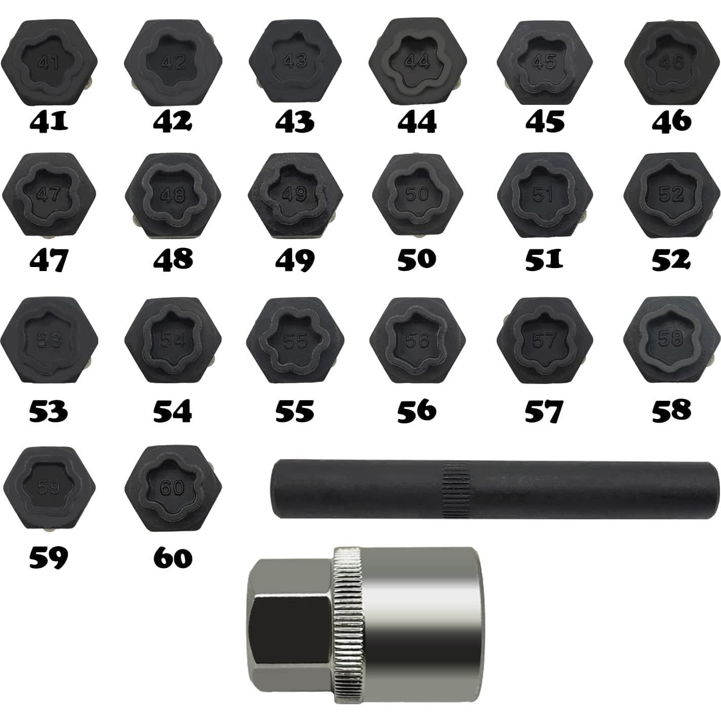 Kit de Llave de Tuerca de Bloqueo de Rueda 22PCS JEUCLEL