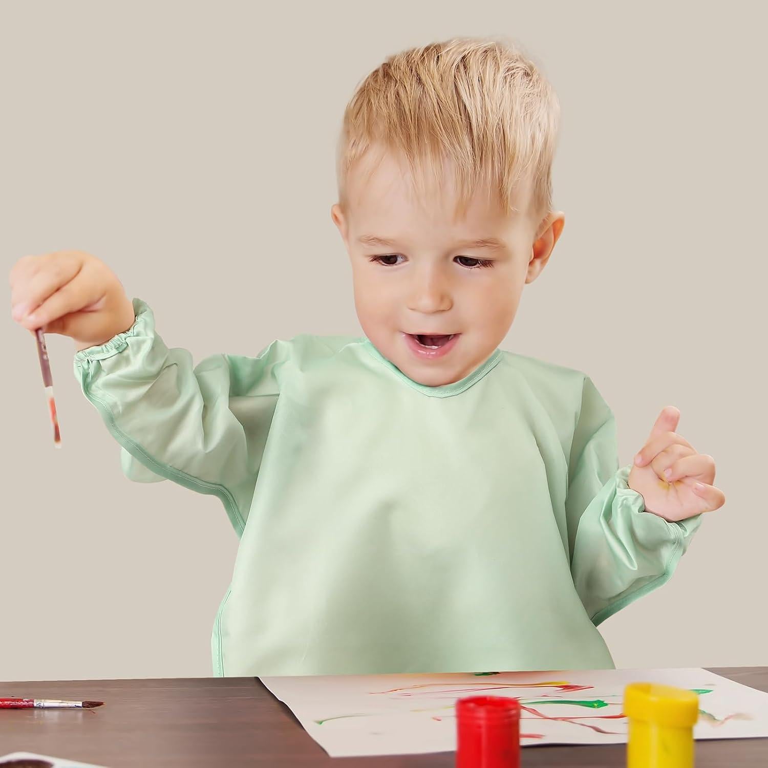 Paquete de 4 Baberos de Manga Larga Impermeables para Bebé 6-24 Meses