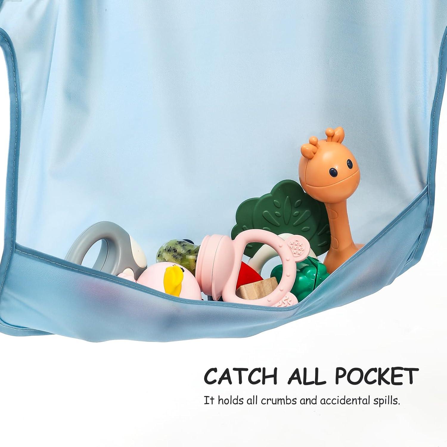 Paquete de 4 Baberos de Manga Larga Impermeables para Bebé 6-24 Meses