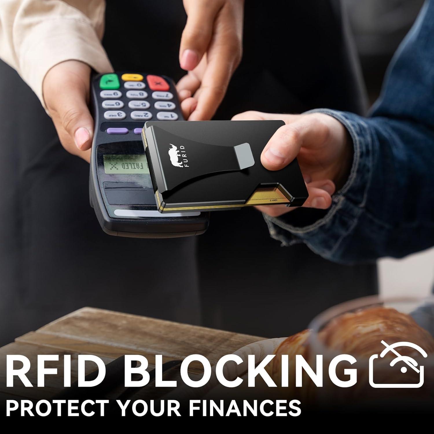 Billetera delgada minimalista Furid con bloqueo RFID - Aluminio Negro