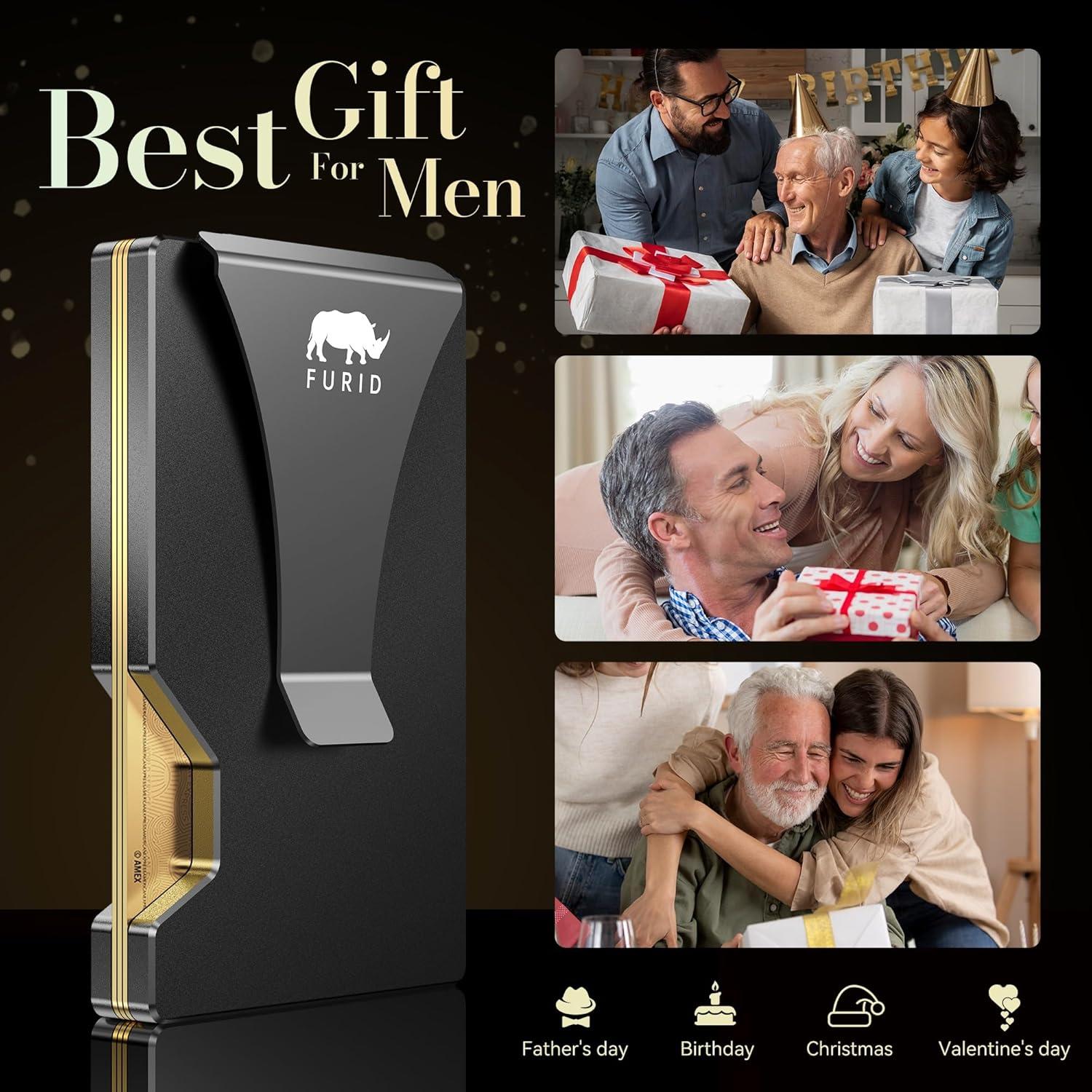 Billetera delgada minimalista Furid con bloqueo RFID - Aluminio Negro