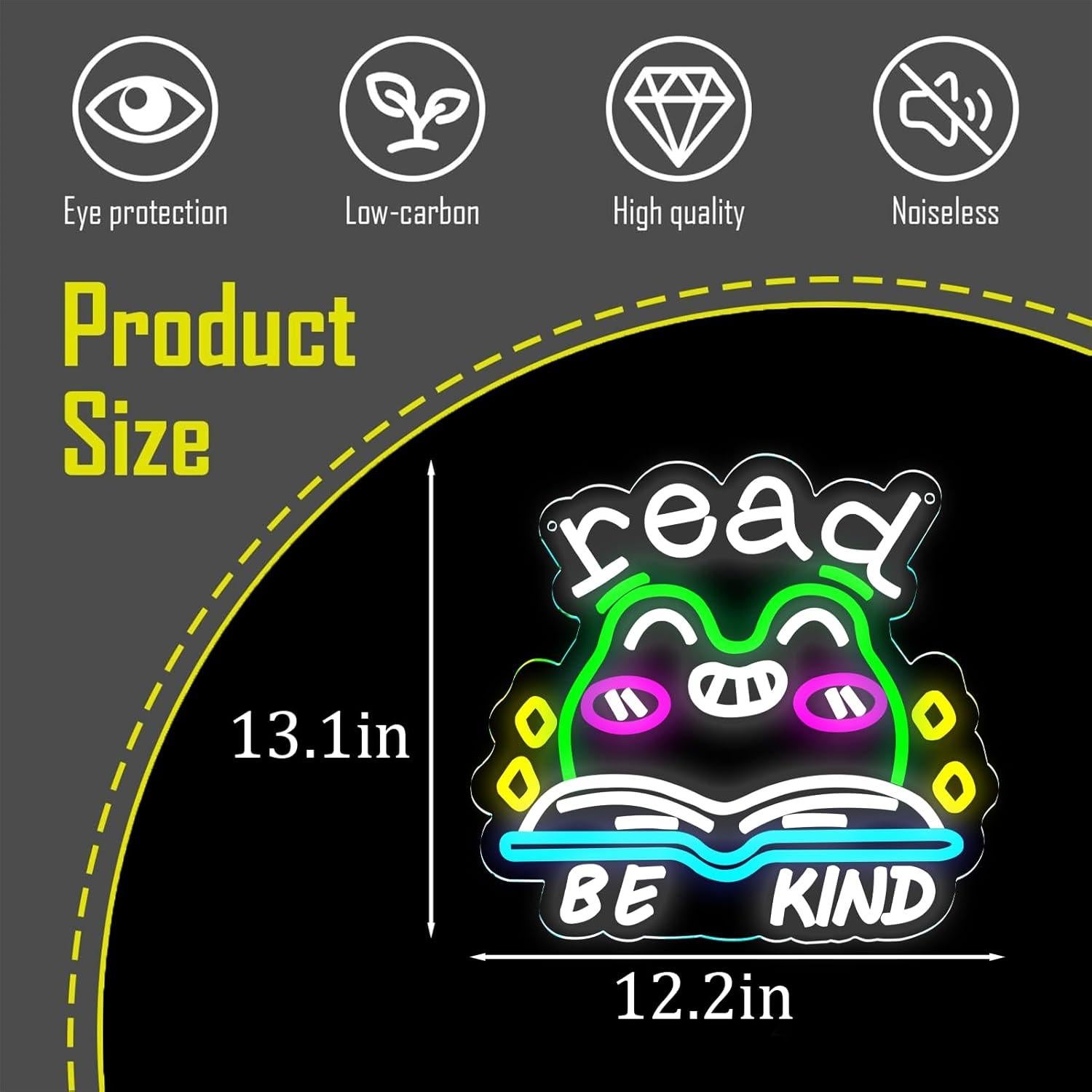 Letrero Neón LED TOPQUALI 'Lea Libros Y Sea Amable' 33.4x30.9cm