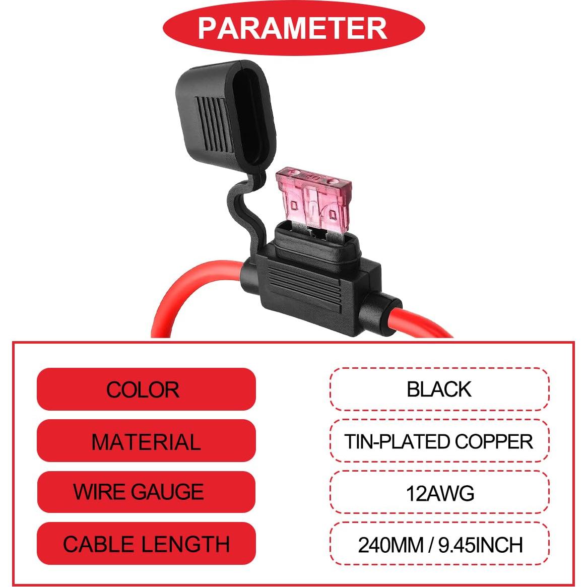 Kit de Soportes de Fusibles Inline 12AWG MKBKLLJY 6 Piezas