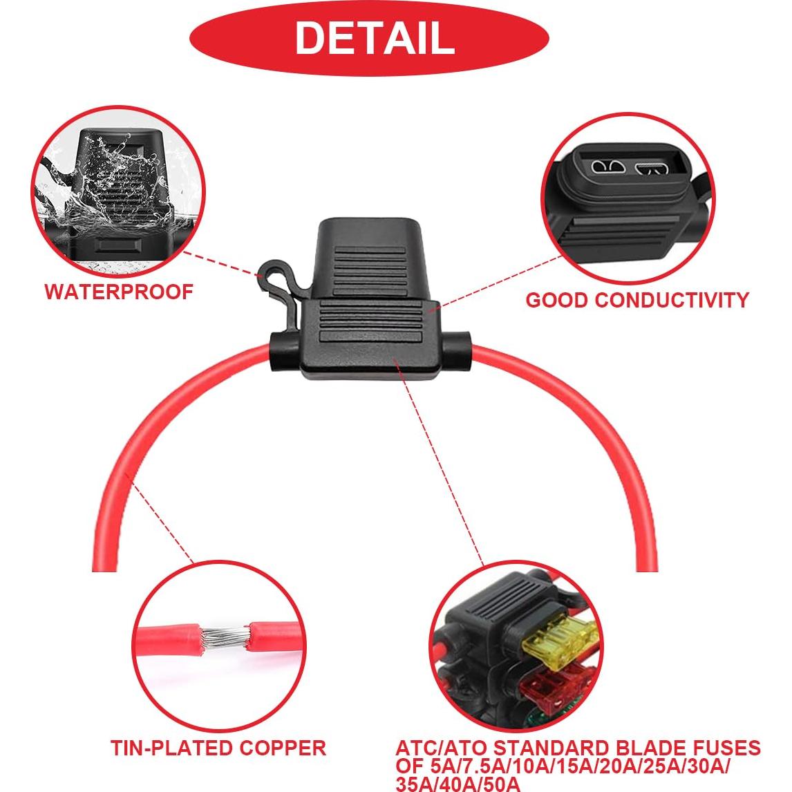 Kit de Soportes de Fusibles Inline 12AWG MKBKLLJY 6 Piezas