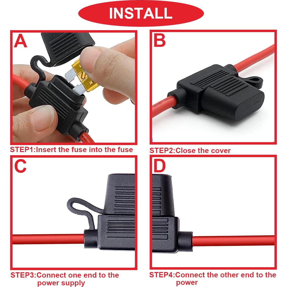 Kit de Soportes de Fusibles Inline 12AWG MKBKLLJY 6 Piezas