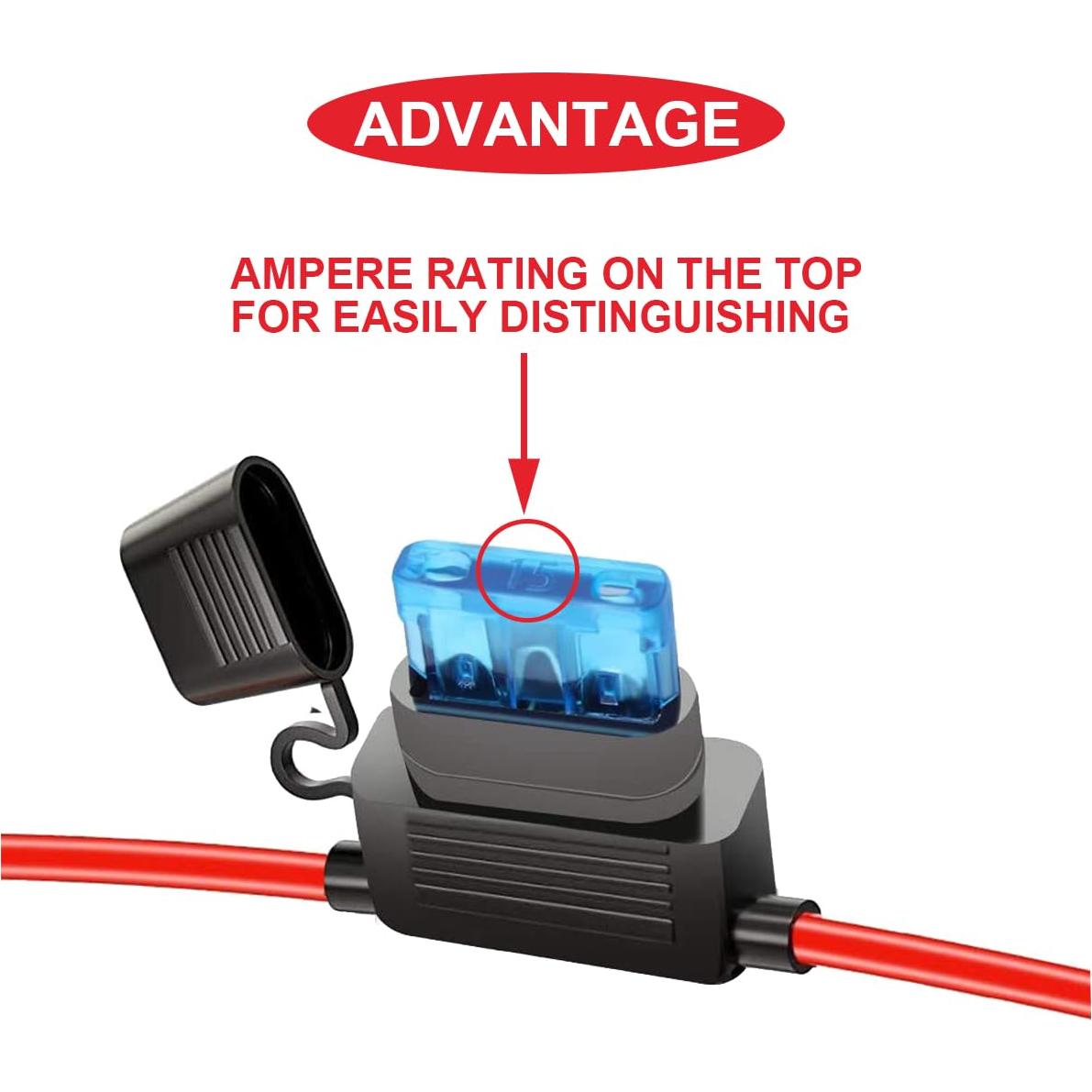 Kit de Soportes de Fusibles Inline 12AWG MKBKLLJY 6 Piezas