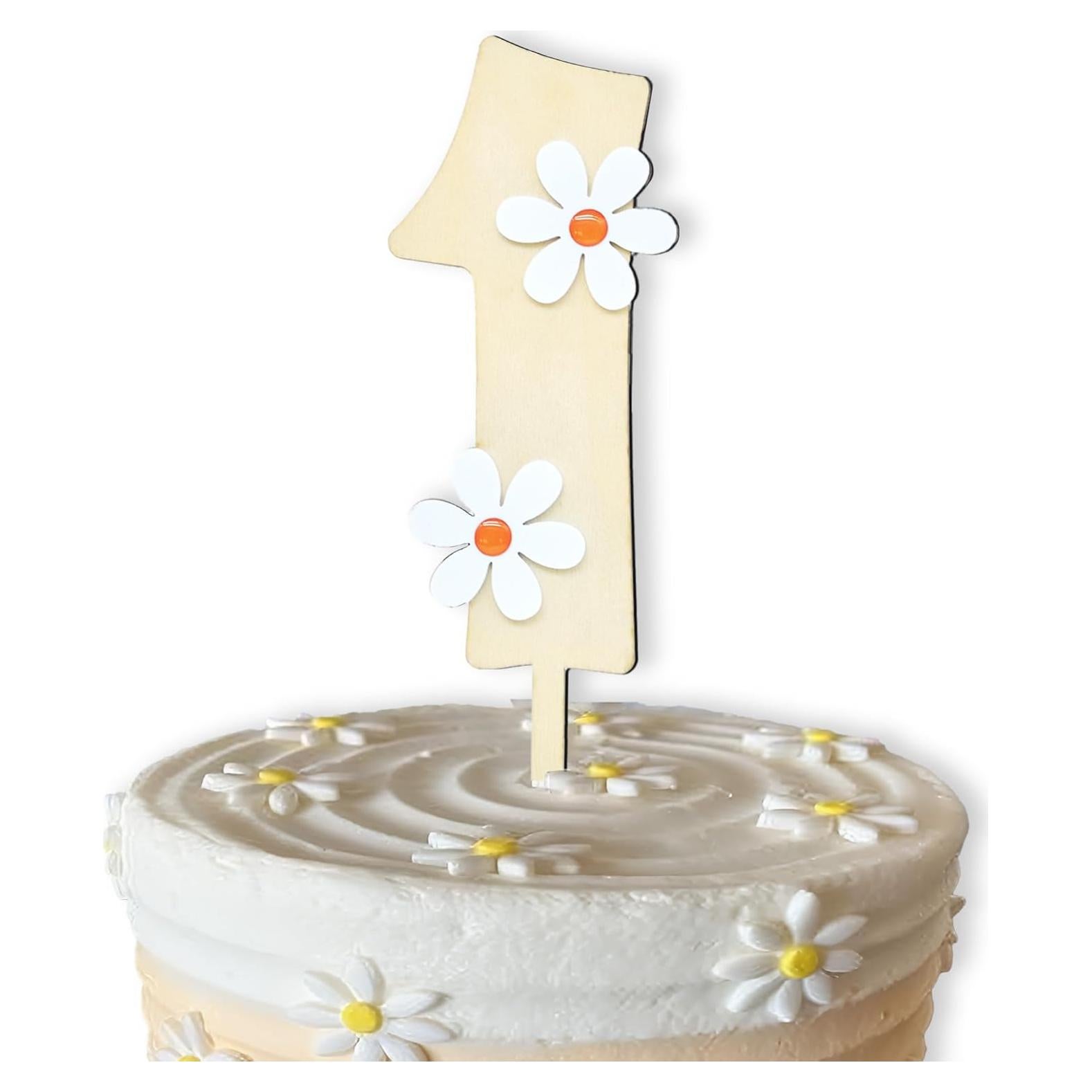 One Daisy Cake Topper - 1st Birthday Girl Decoration, Wooden Daisy Topper, Groovy One Decorations, Wildflower Topper (1st birthday)