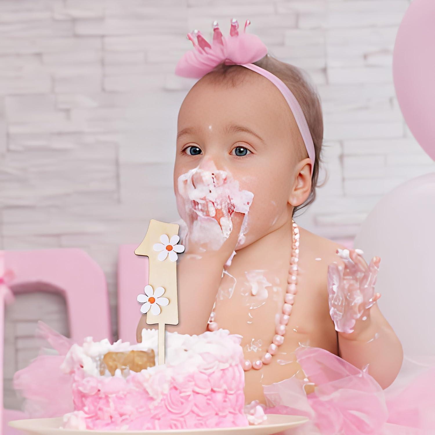 One Daisy Cake Topper - 1st Birthday Girl Decoration, Wooden Daisy Topper, Groovy One Decorations, Wildflower Topper (1st birthday)